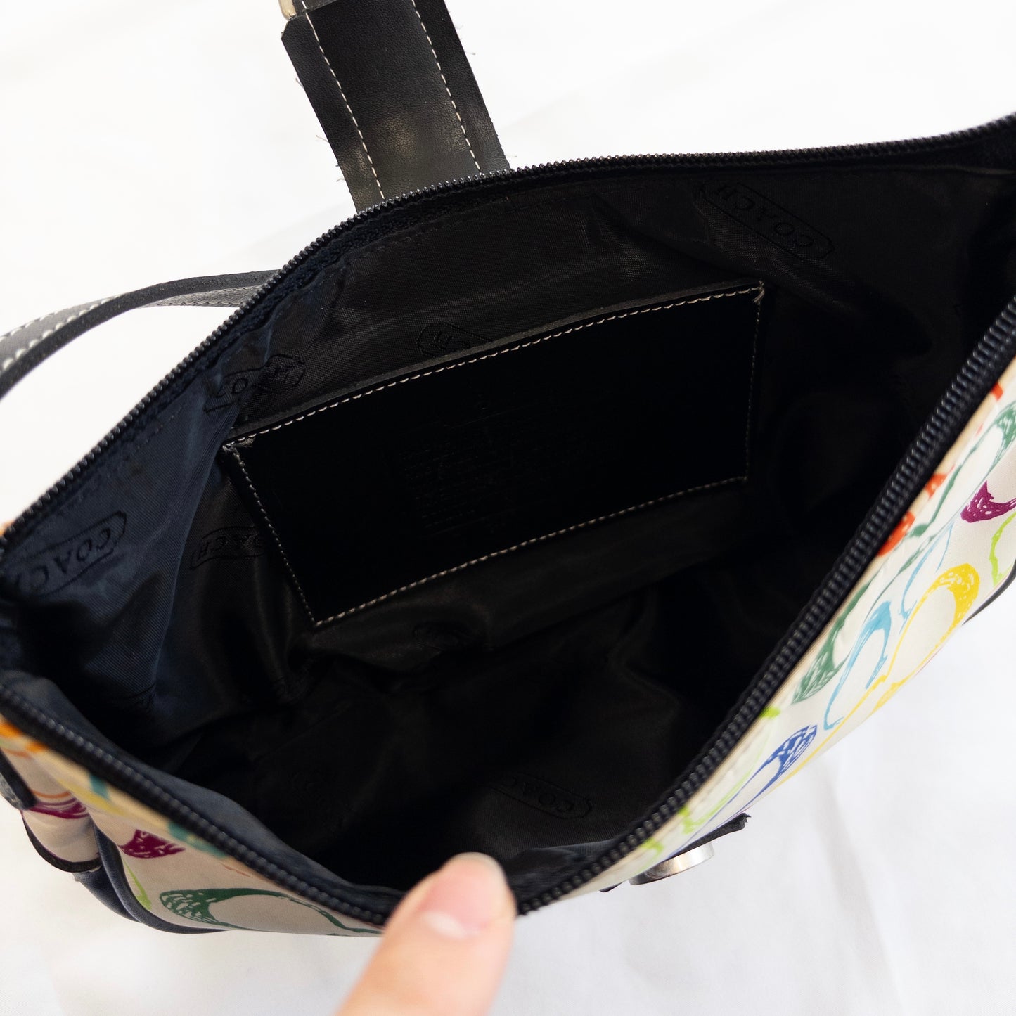 Coach Monogram Nylon Mini Shoulder Bag | Beige