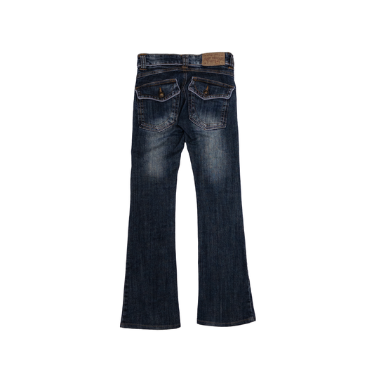 The Vintage Standard Low Rise Flared Jeans | 25 | Dark Washed