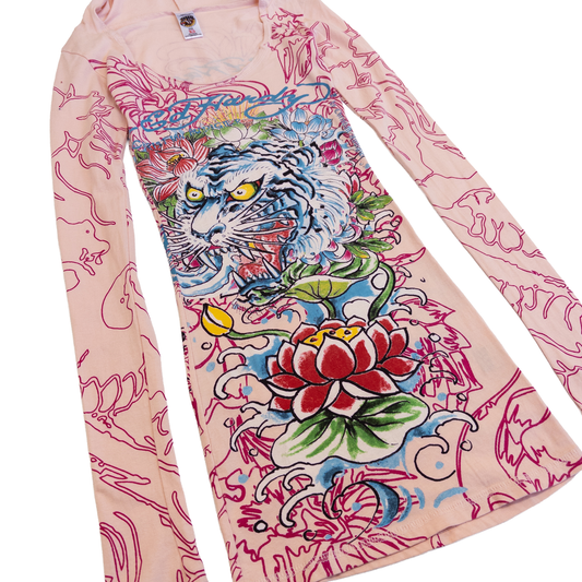 Ed Hardy Hoodie Dress | XS | Pink