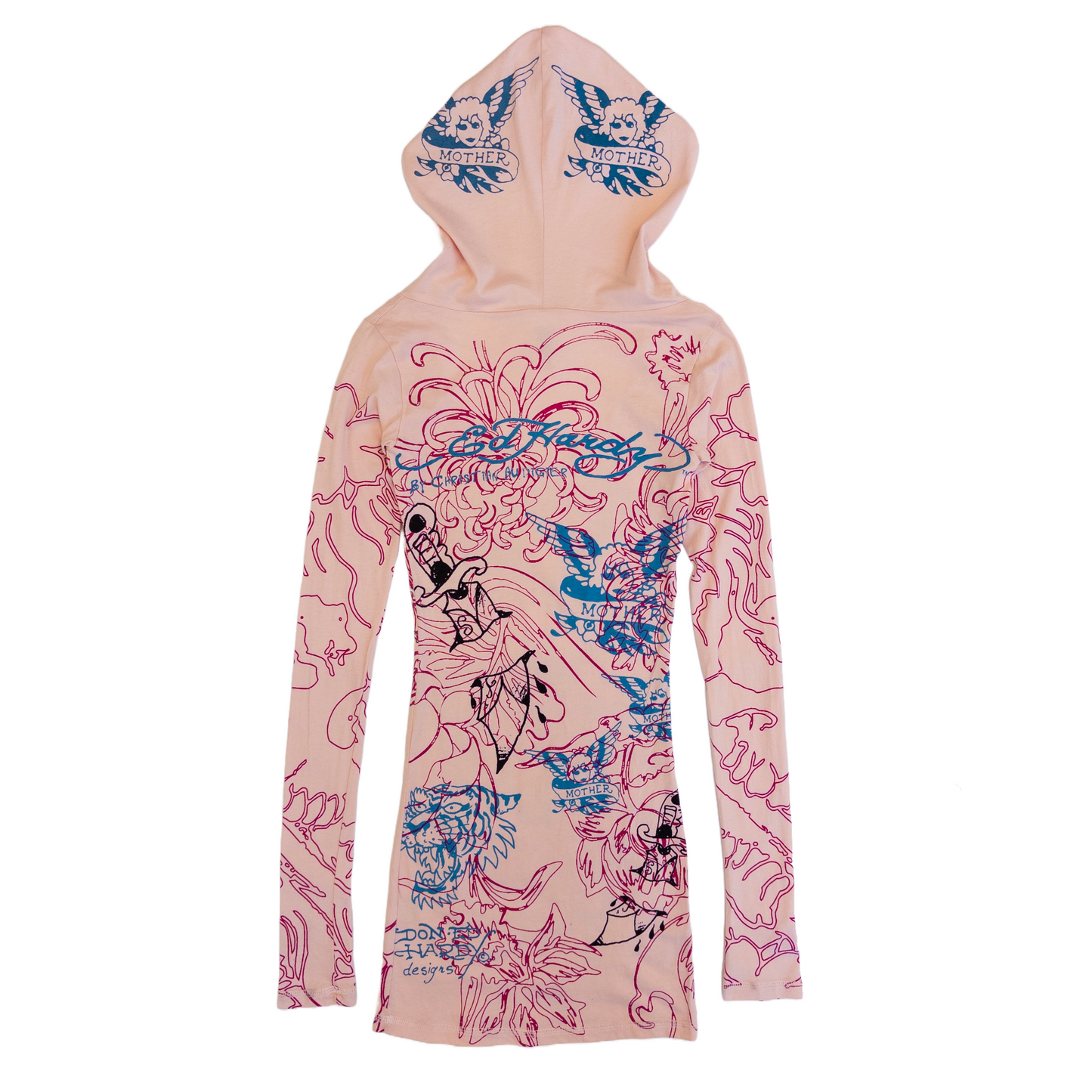 Ed Hardy Hoodie Dress | XS | Pink