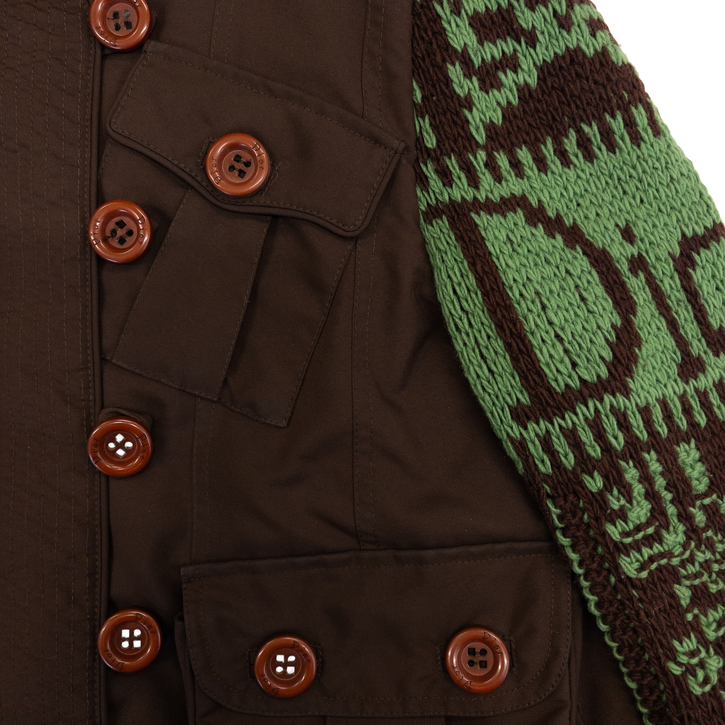 Dior Knitted Sleeve Jacket | M | Green & Brown