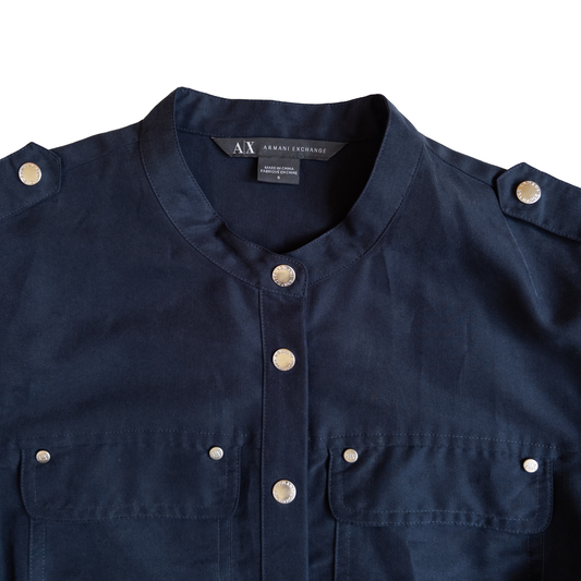 Armani Exchange Button Up Long Sleeve Modal Dress | S | Navy