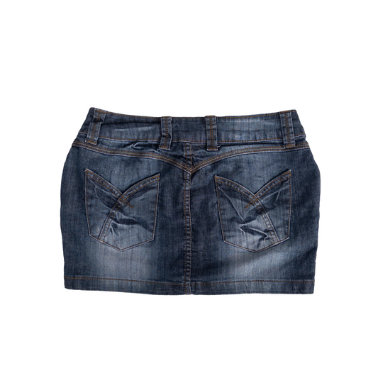 Two Button Mini Skirt | 28 | Dark Wash