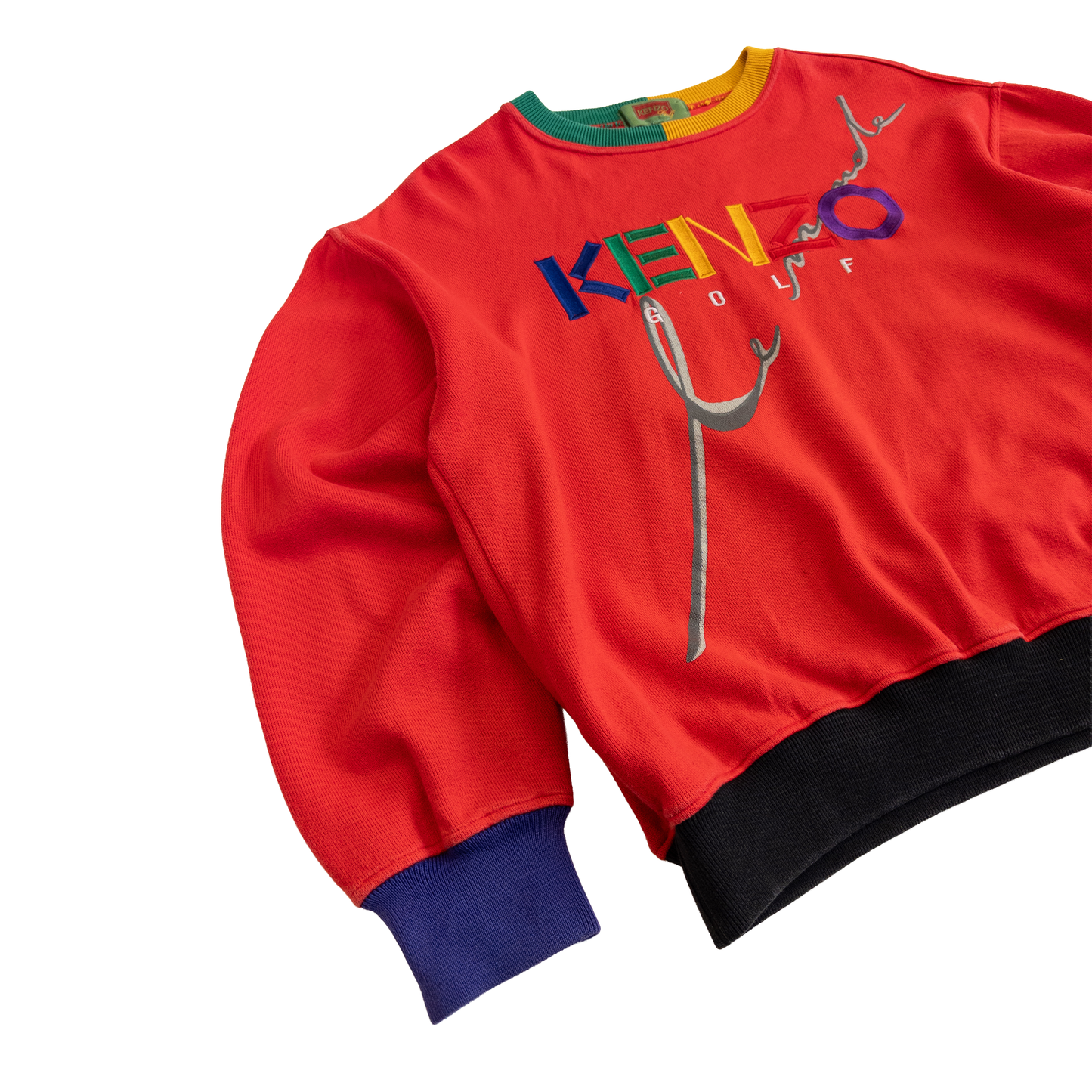 Kenzo Golf Embroidered Crew Neck Jumper | S-M | Red