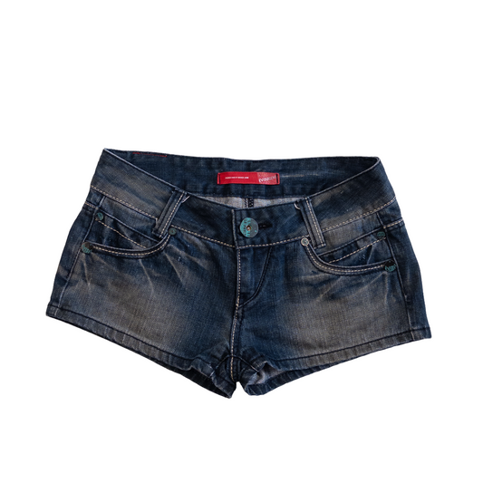 Evisu Low Rise Denim Shorts | 27 | Mid Washed
