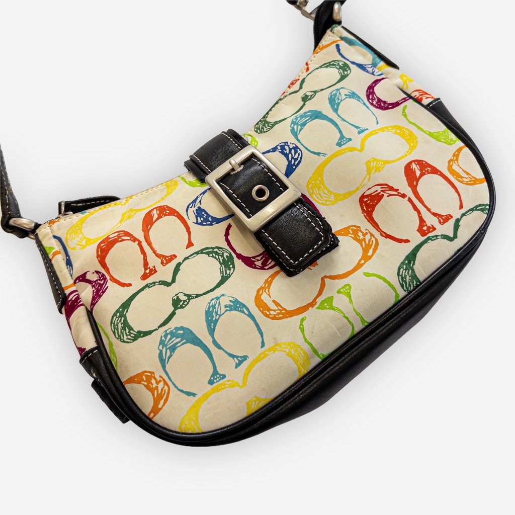 Coach Monogram Nylon Mini Shoulder Bag | Beige