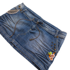 Old Story Embroidered Mini Skirt | Mid Wash