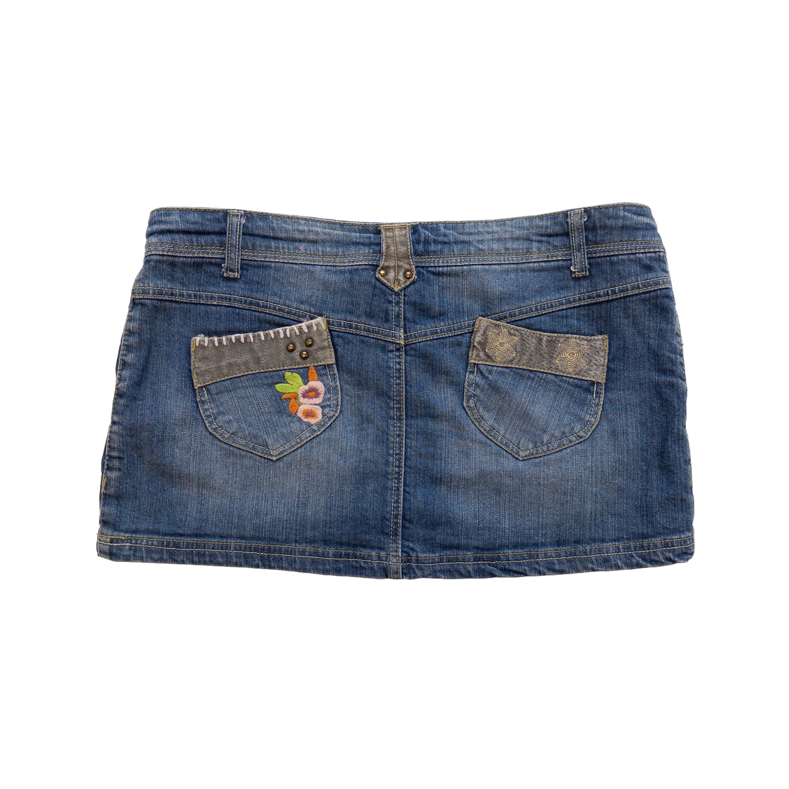 Old Story Embroidered Mini Skirt | Mid Wash