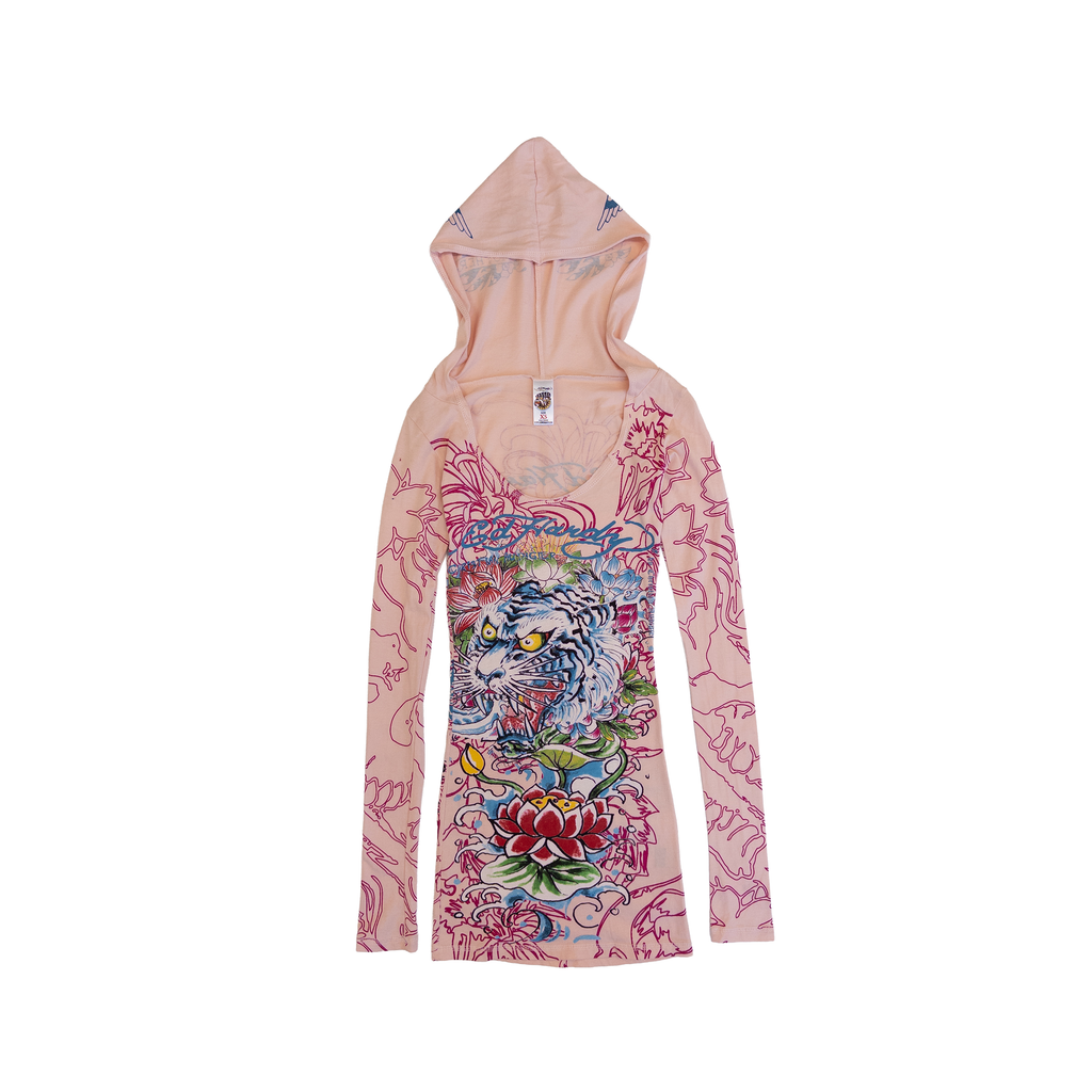 Ed Hardy Hoodie Dress | XS | Pink