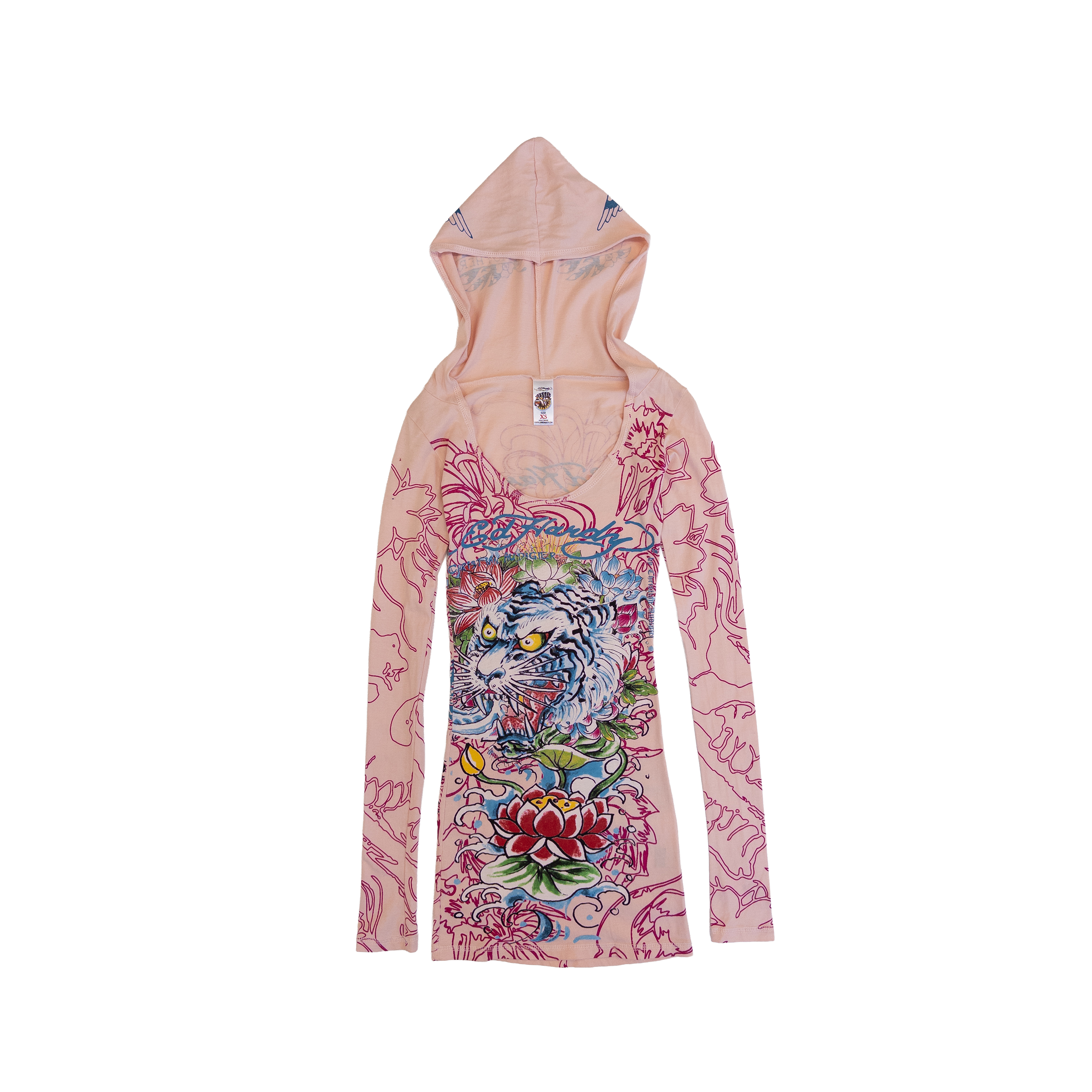 Ed Hardy Hoodie Dress | XS | Pink