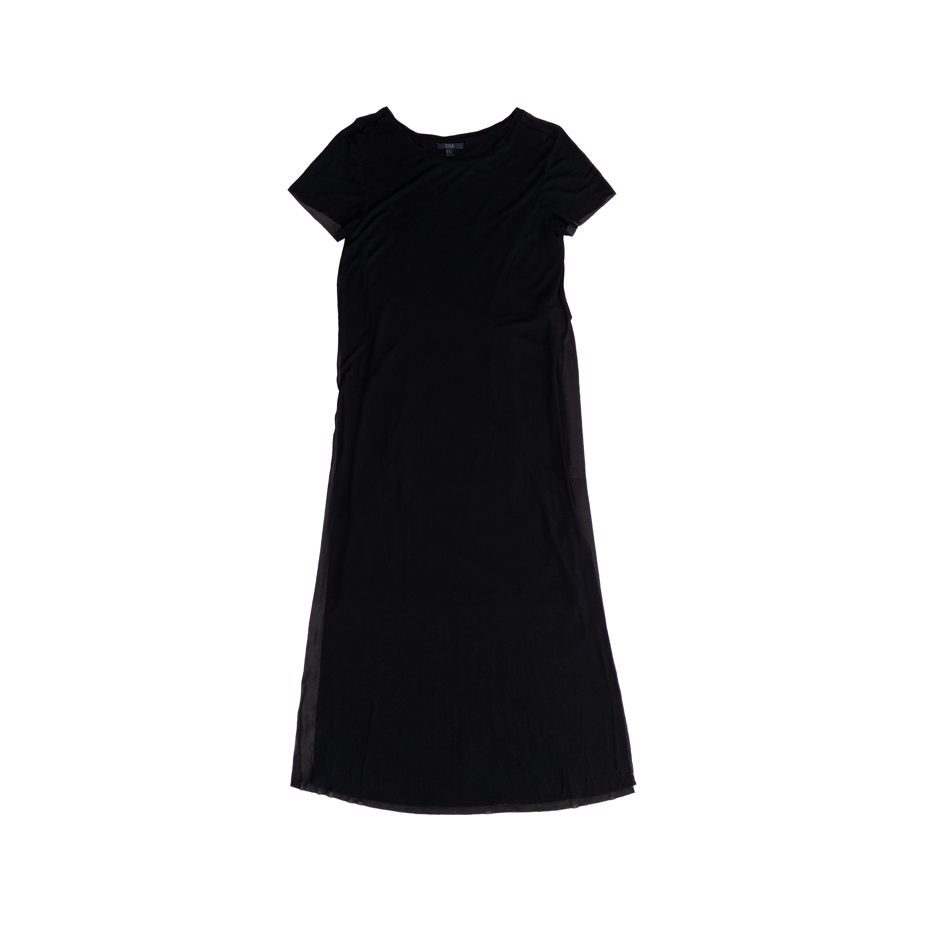 COS Semi Sheer Long Slit Viscose Dress | Women’s XS | Black