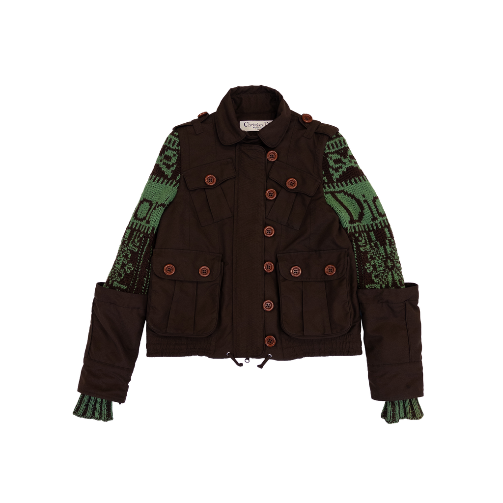 Dior Knitted Sleeve Jacket | M | Green & Brown