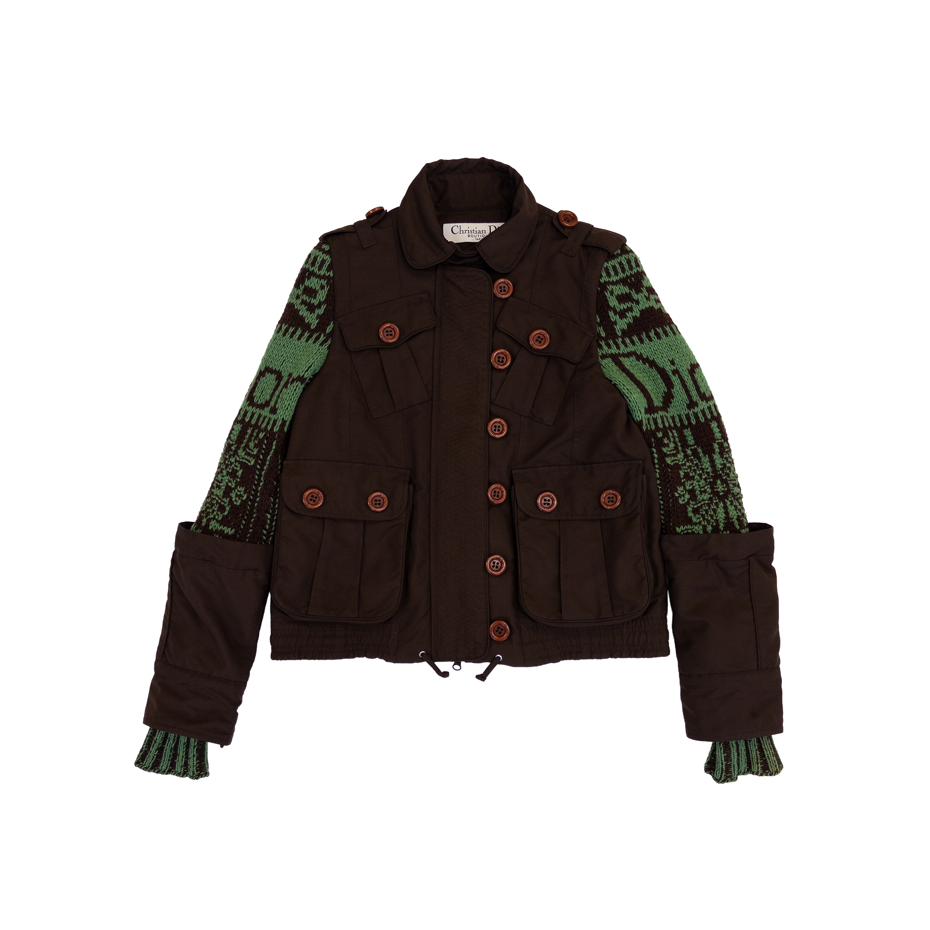Dior Knitted Sleeve Jacket | M | Green & Brown
