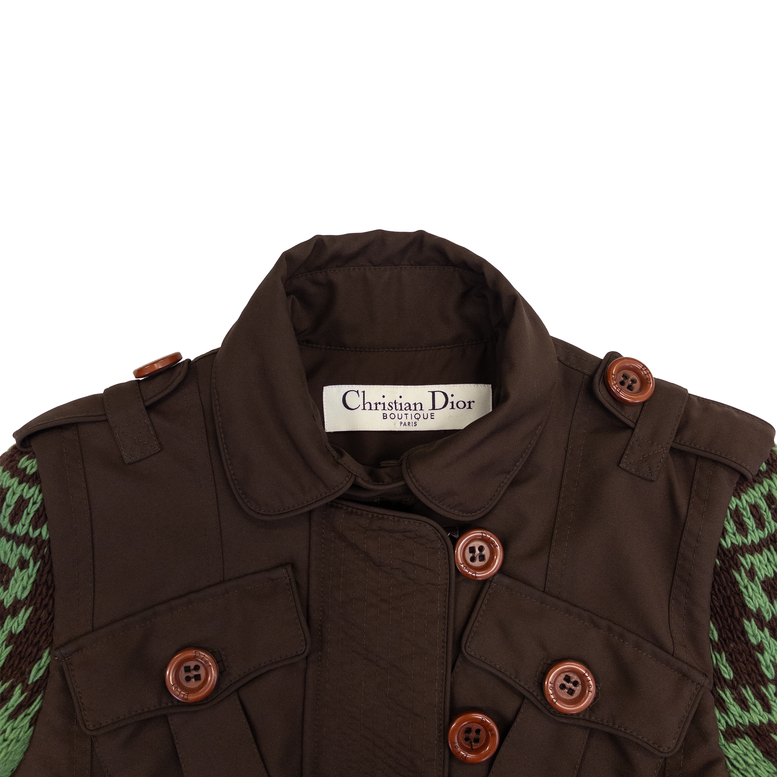 Dior Knitted Sleeve Jacket | M | Green & Brown