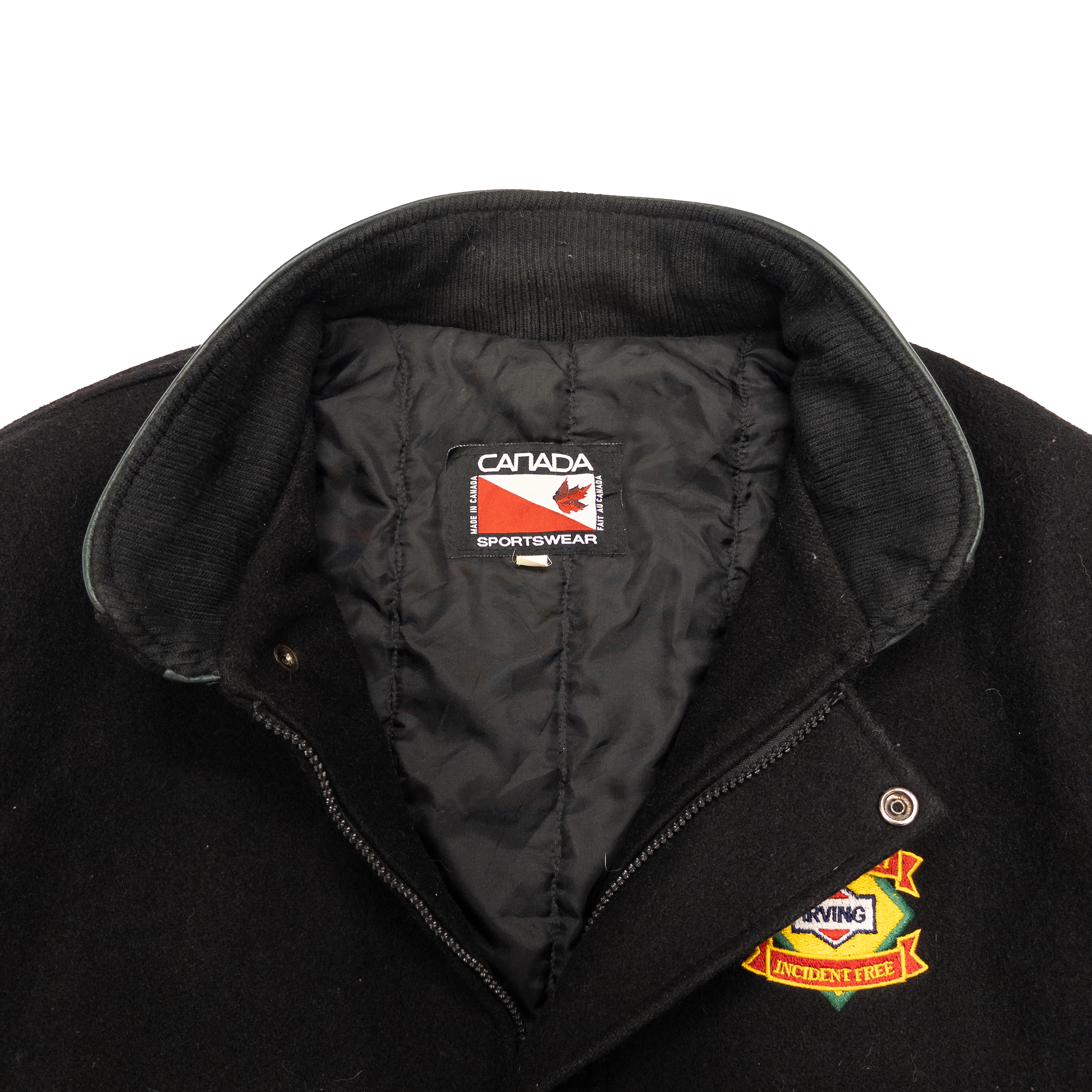 Canada Sportswear Irving Vintage Letterman Jacket | L | Black & Dark Green