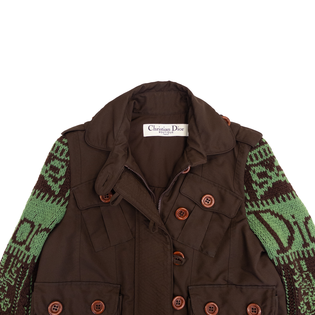 Dior Knitted Sleeve Jacket | M | Green & Brown