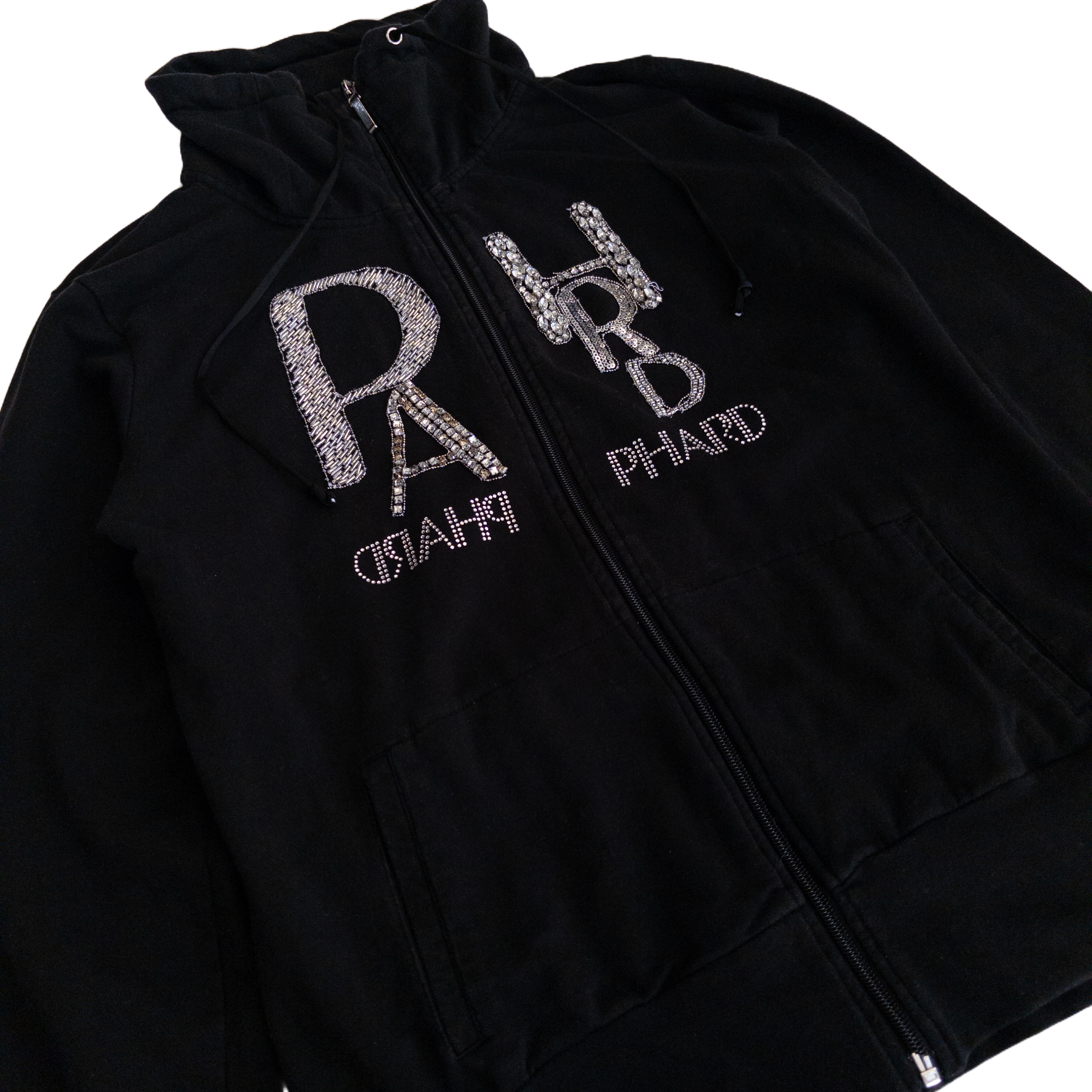 Phard Beads Zip Up Jumper | M-L | Black