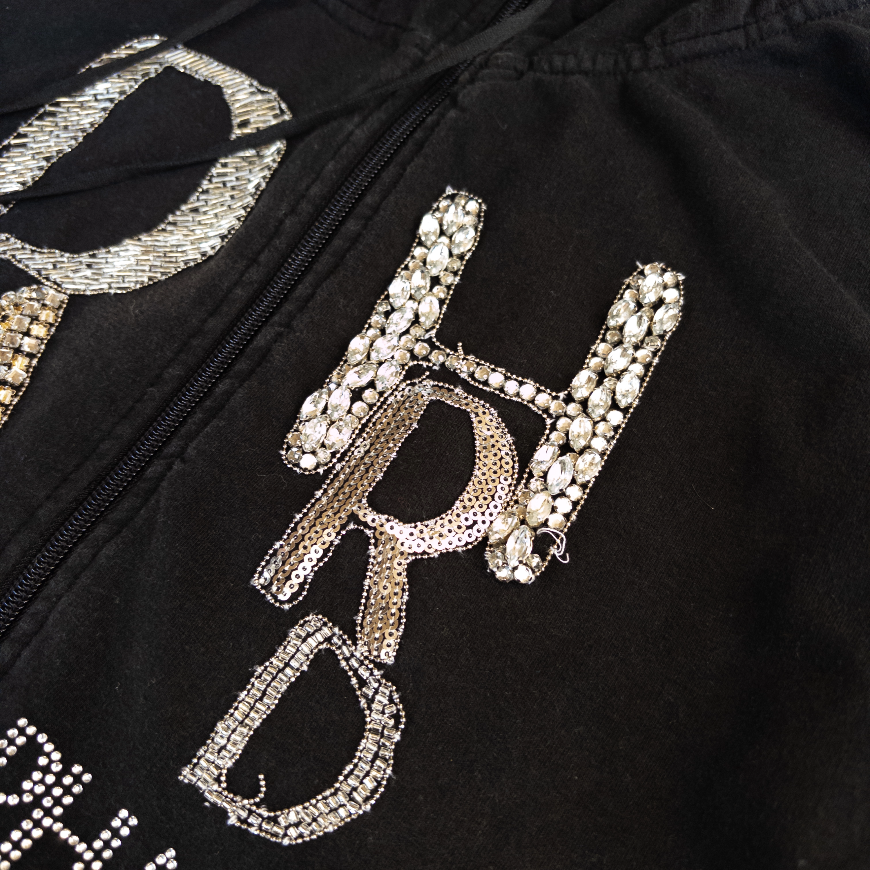 Phard Beads Zip Up Jumper | M-L | Black