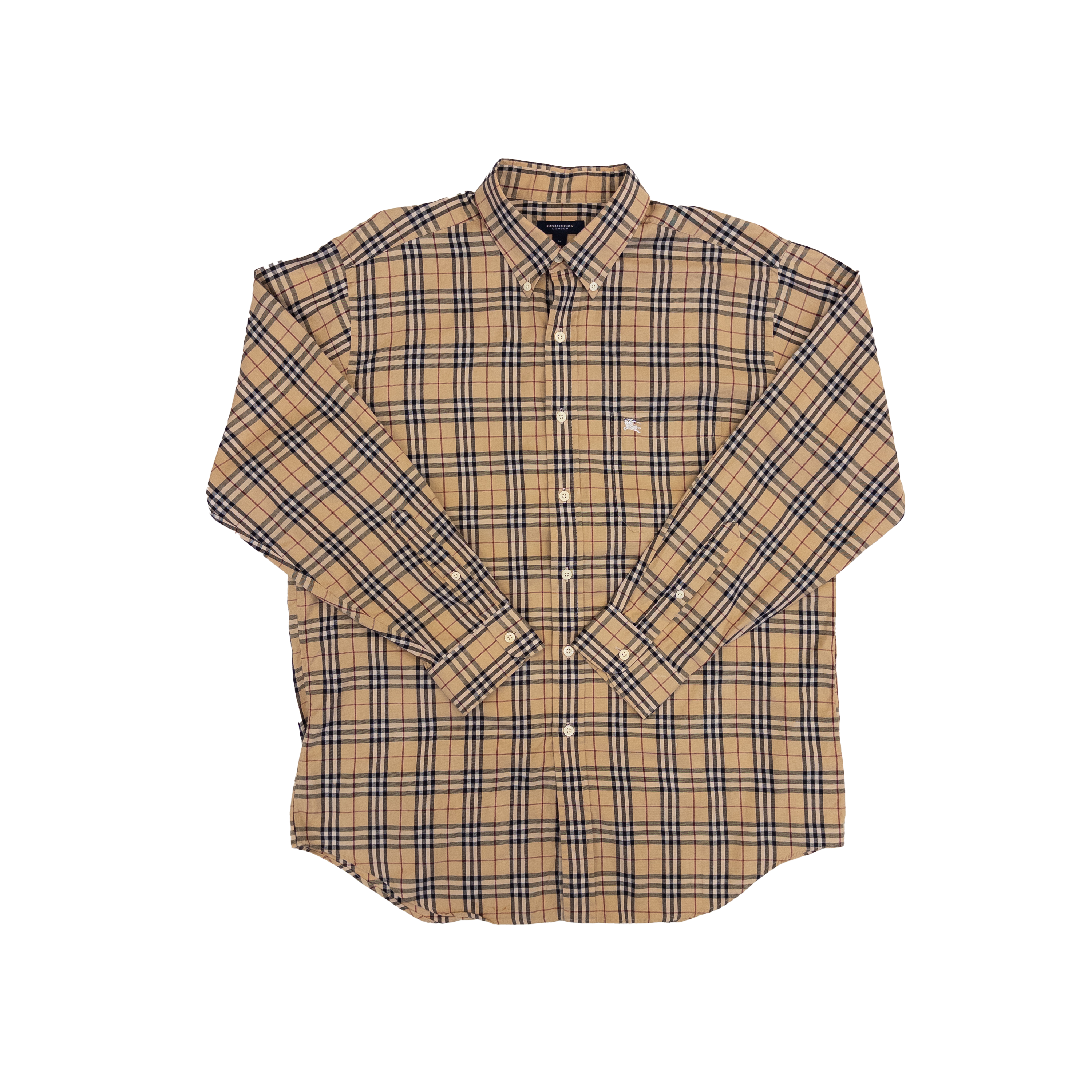 Burberry Vintage Nova Check Long Sleeve Shirt | Men’s XL | Beige Check