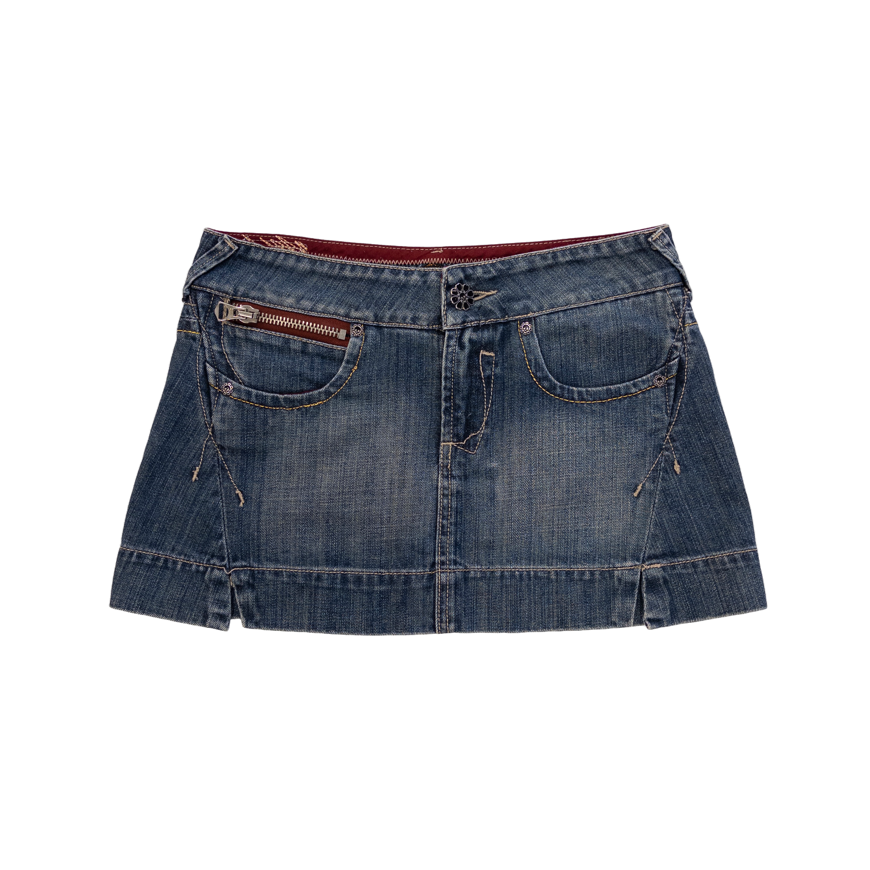 Bloom Darkness Mini Skirt | Mid Wash