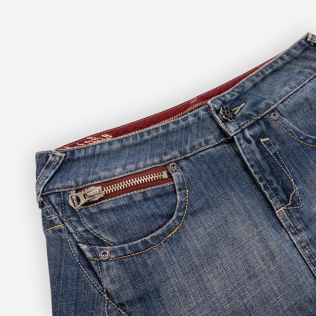 Bloom Darkness Mini Skirt | Mid Wash