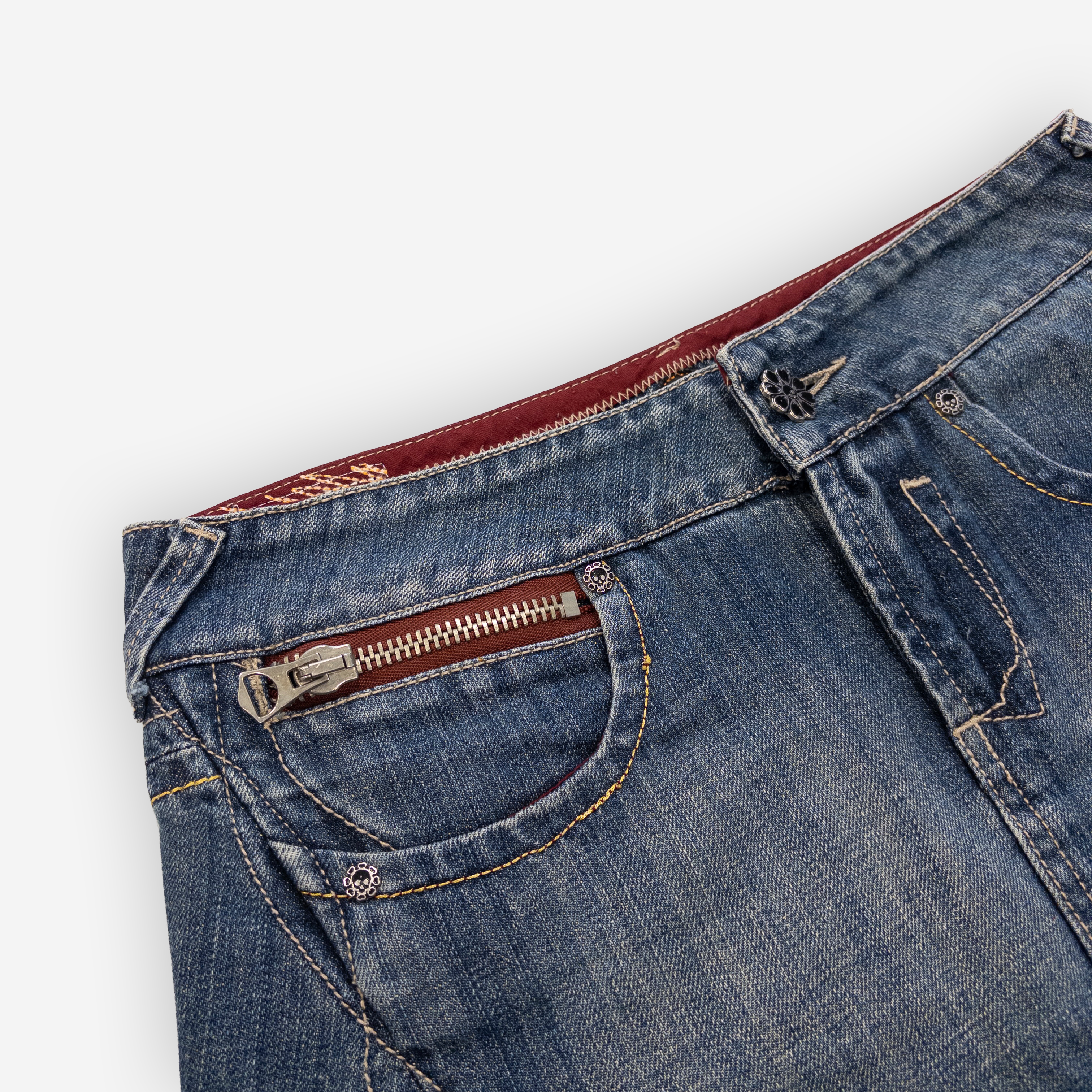 Bloom Darkness Mini Skirt | Mid Wash