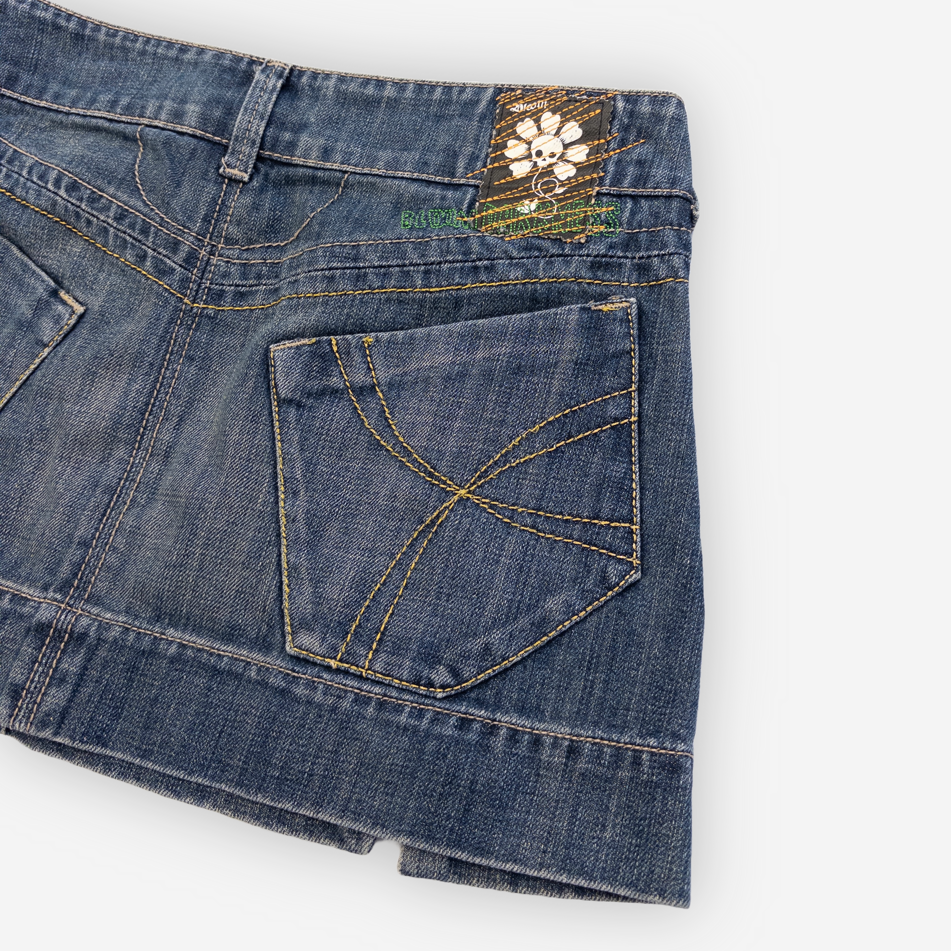 Bloom Darkness Mini Skirt | Mid Wash