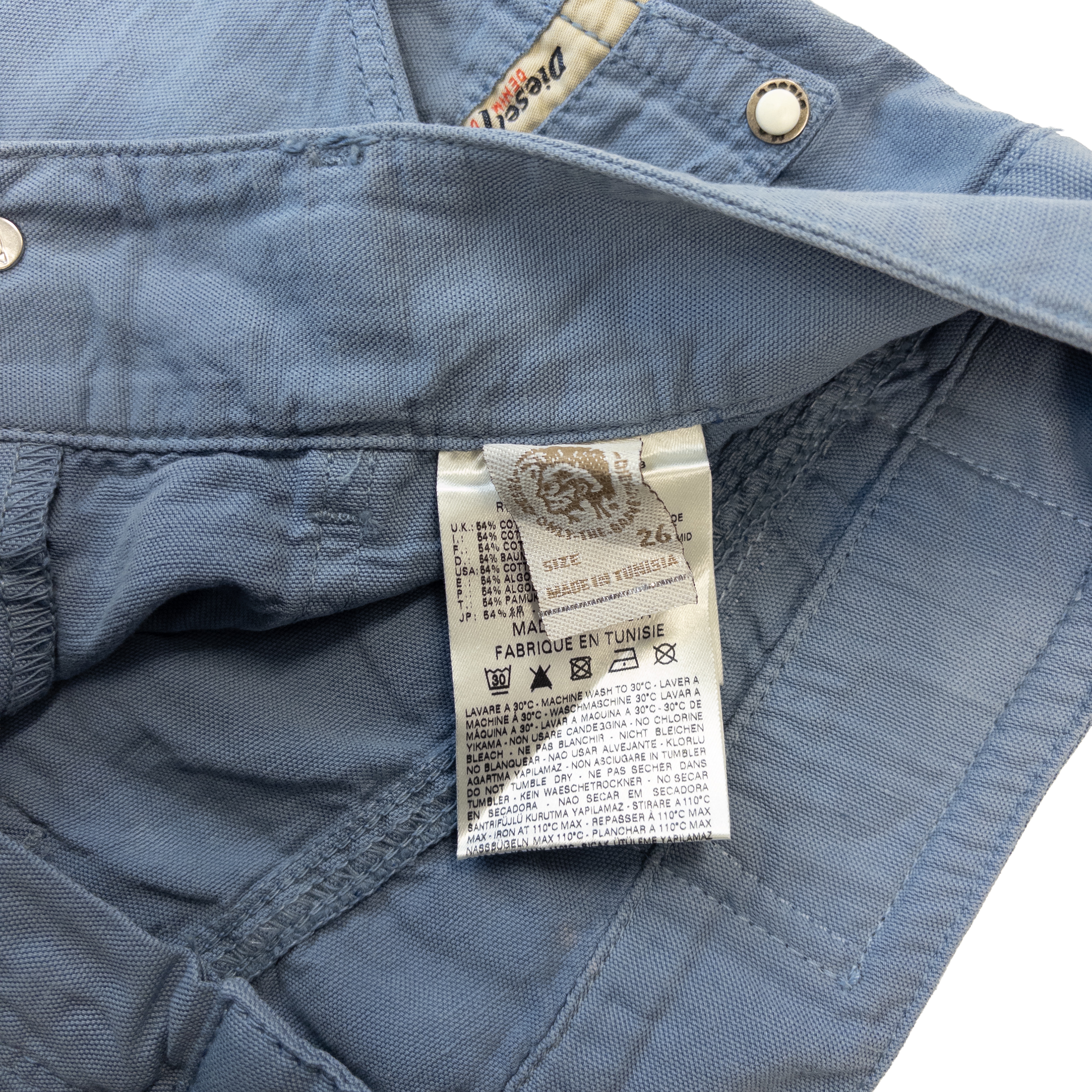 Diesel Wirky Low Rise Cotton Pants | 26 | Light Blue