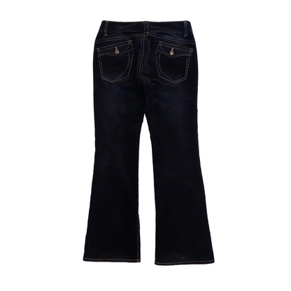 Low Rise Flared Corduroy Pants | Black