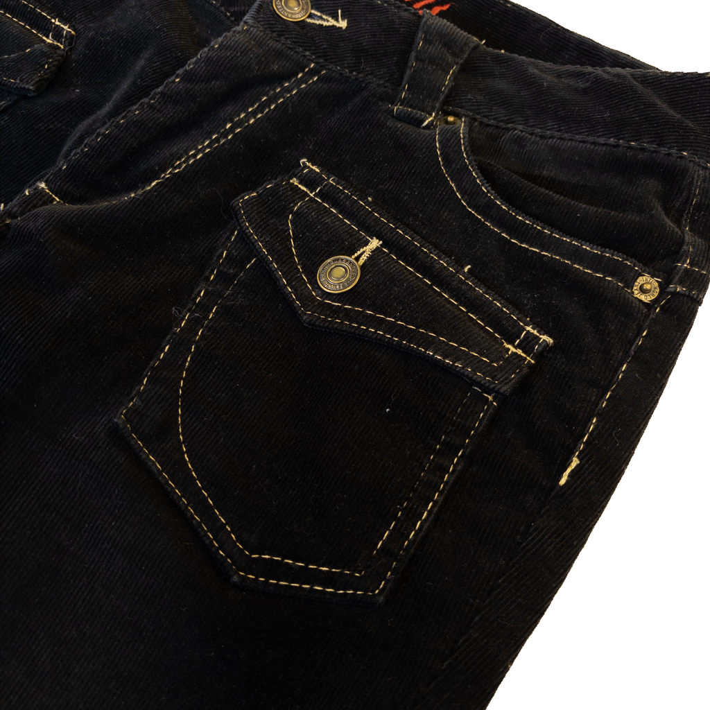 Low Rise Flared Corduroy Pants | Black