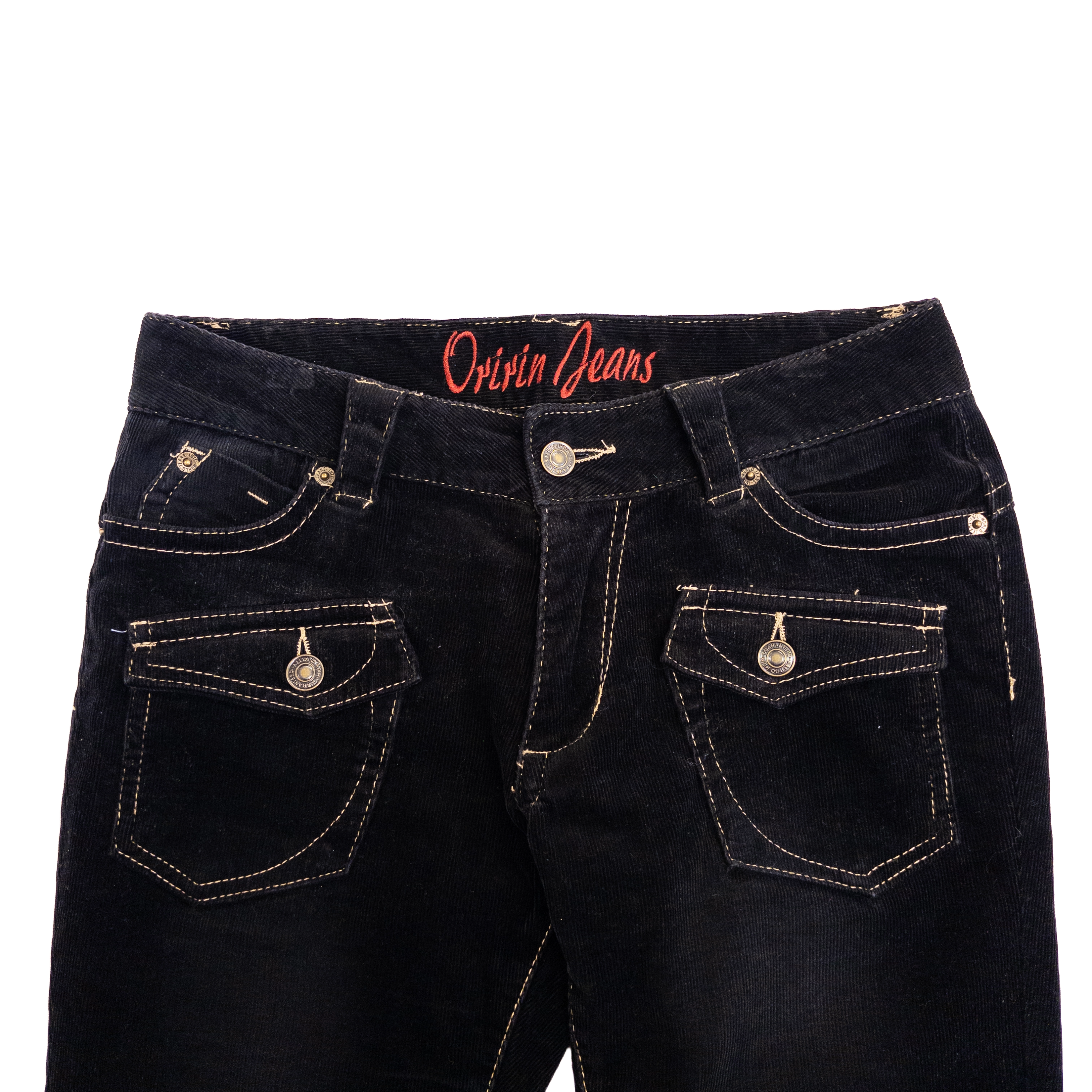 Low Rise Flared Corduroy Pants | Black