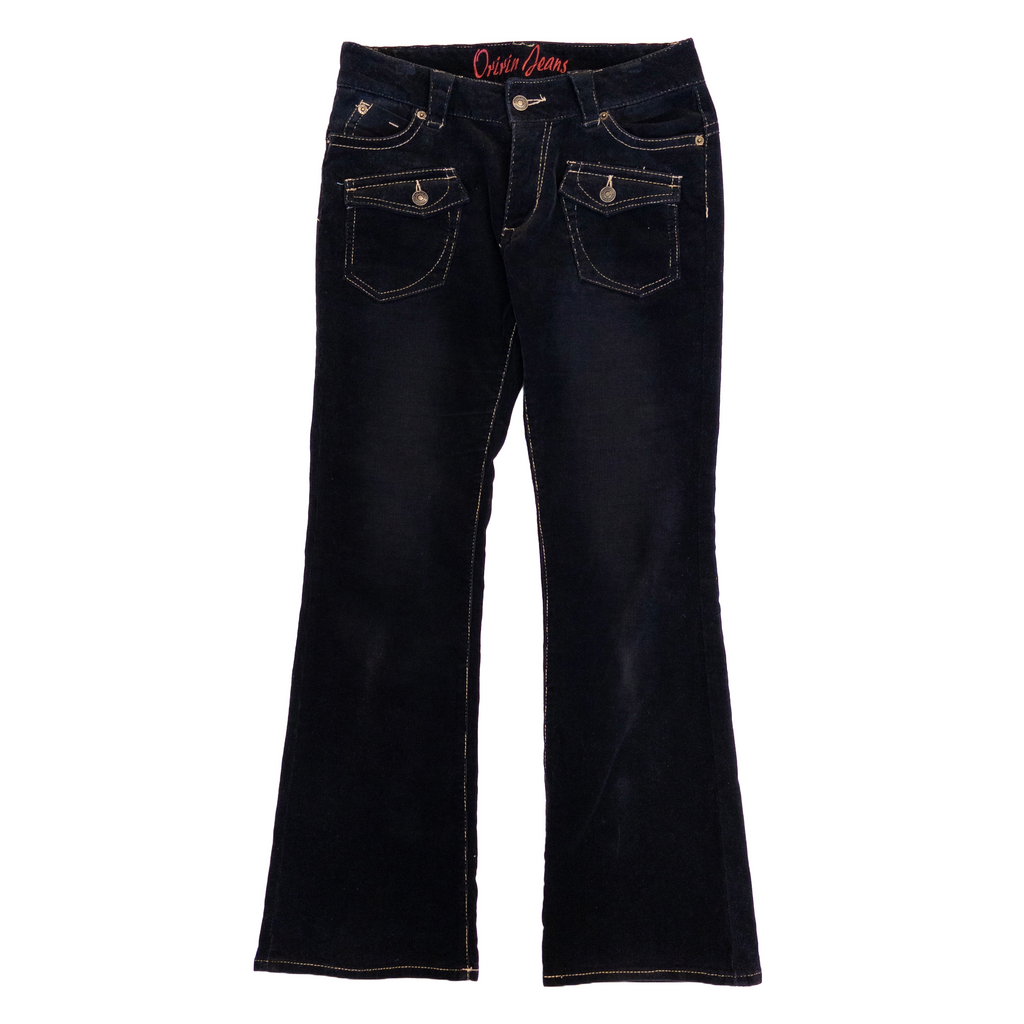 Low Rise Flared Corduroy Pants | Black