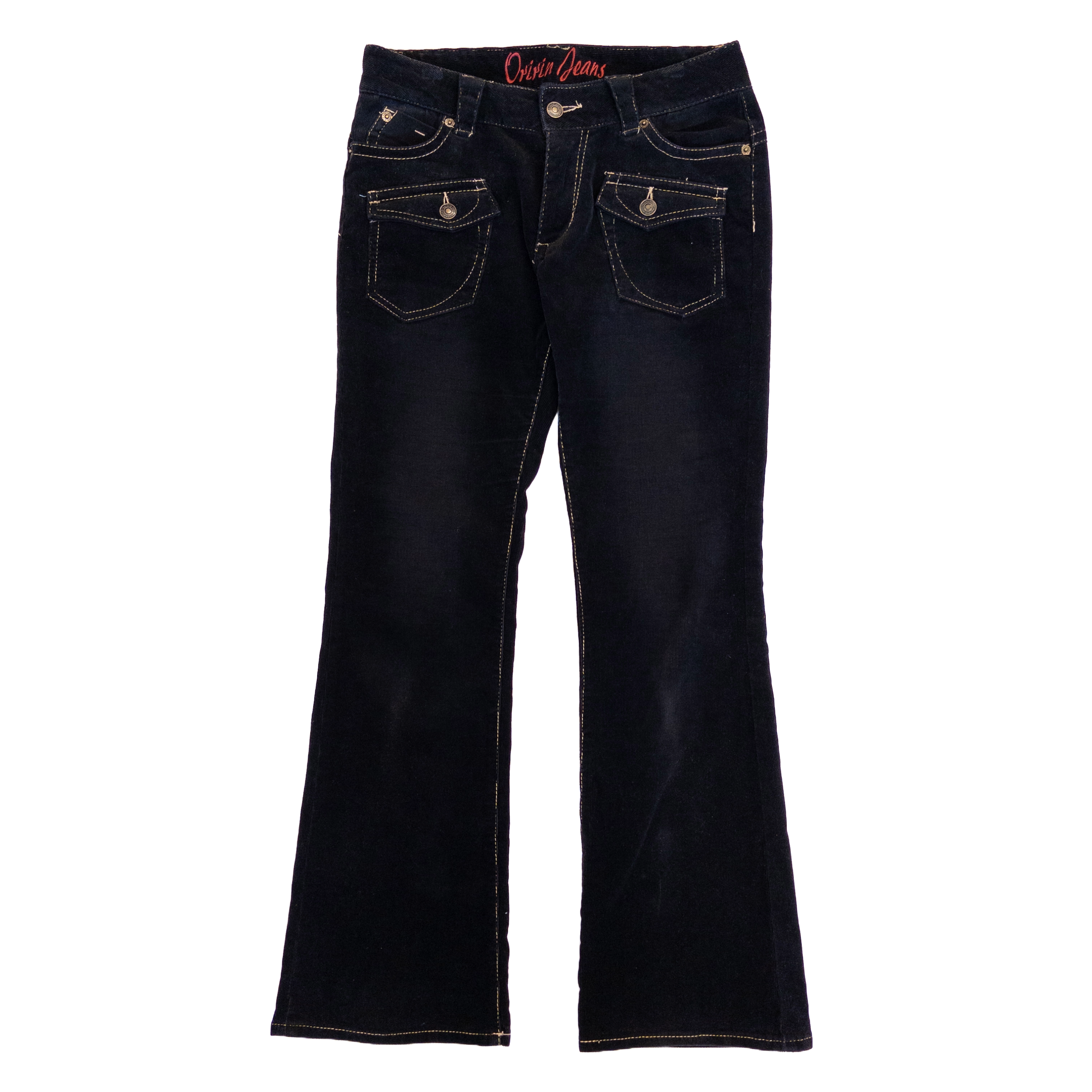 Low Rise Flared Corduroy Pants | Black