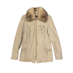Genuine Leather Shearling Collar Jacket | Beige