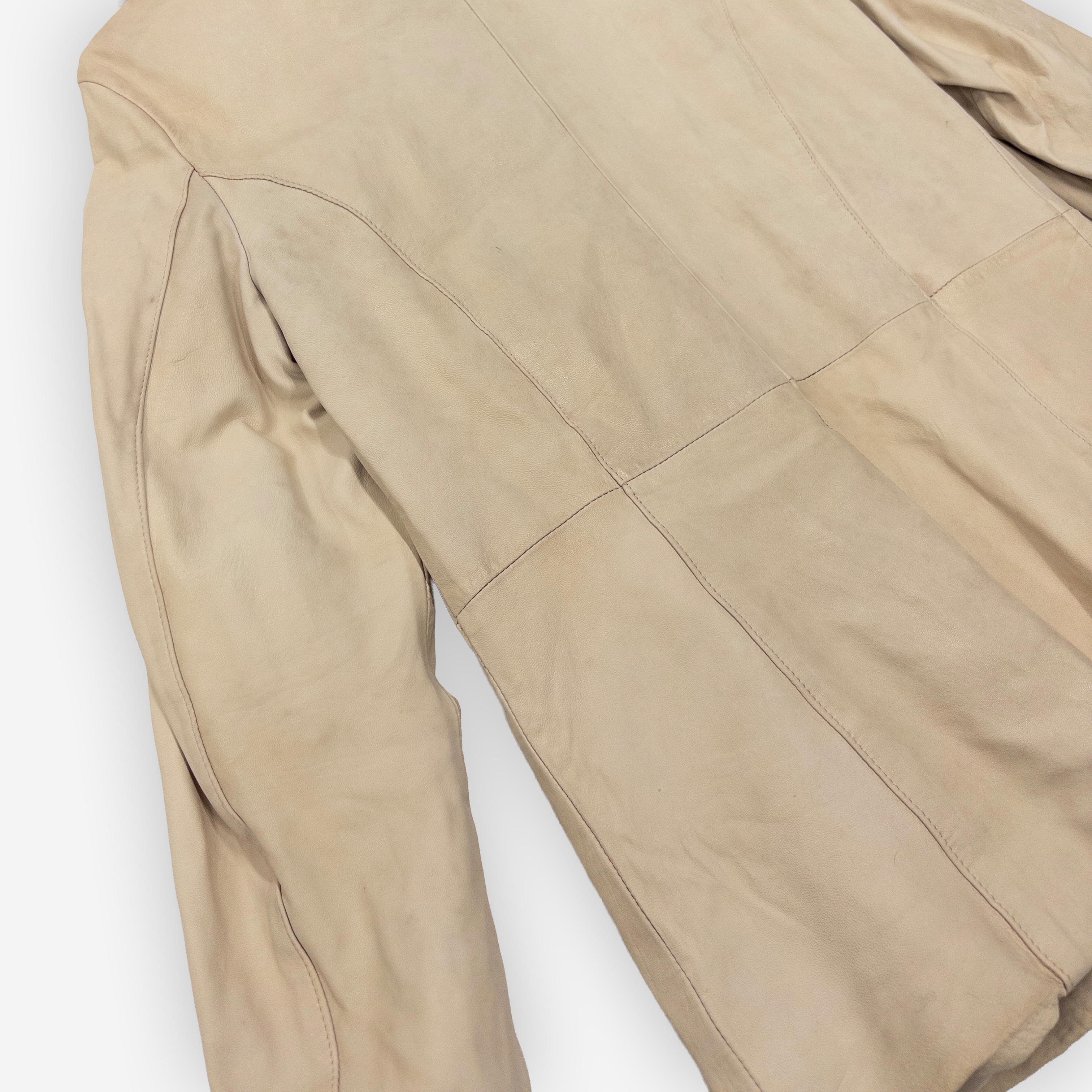 Genuine Leather Shearling Collar Jacket | Beige