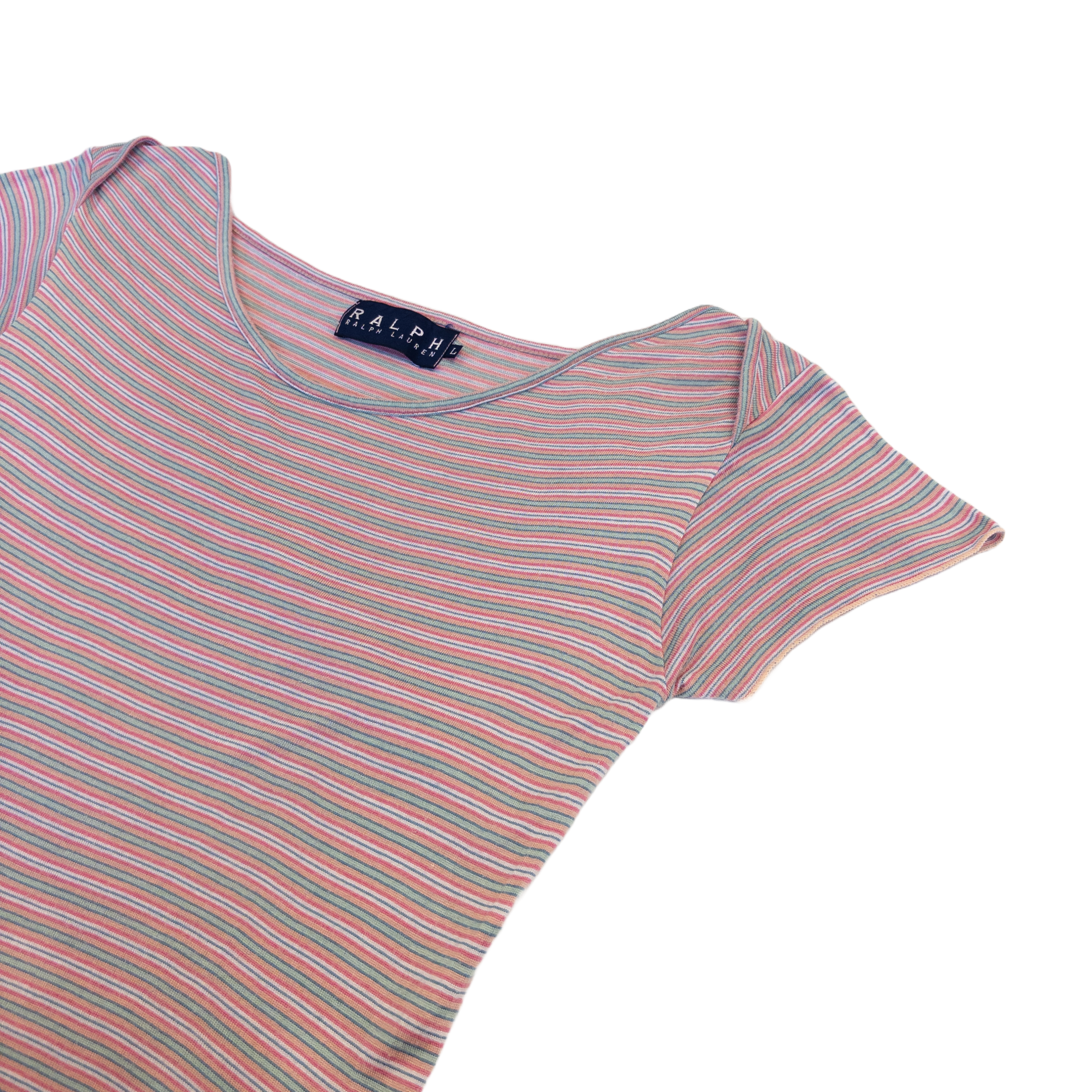 Ralph Lauren Cropped Off Shoulder T-Shirt | Striped