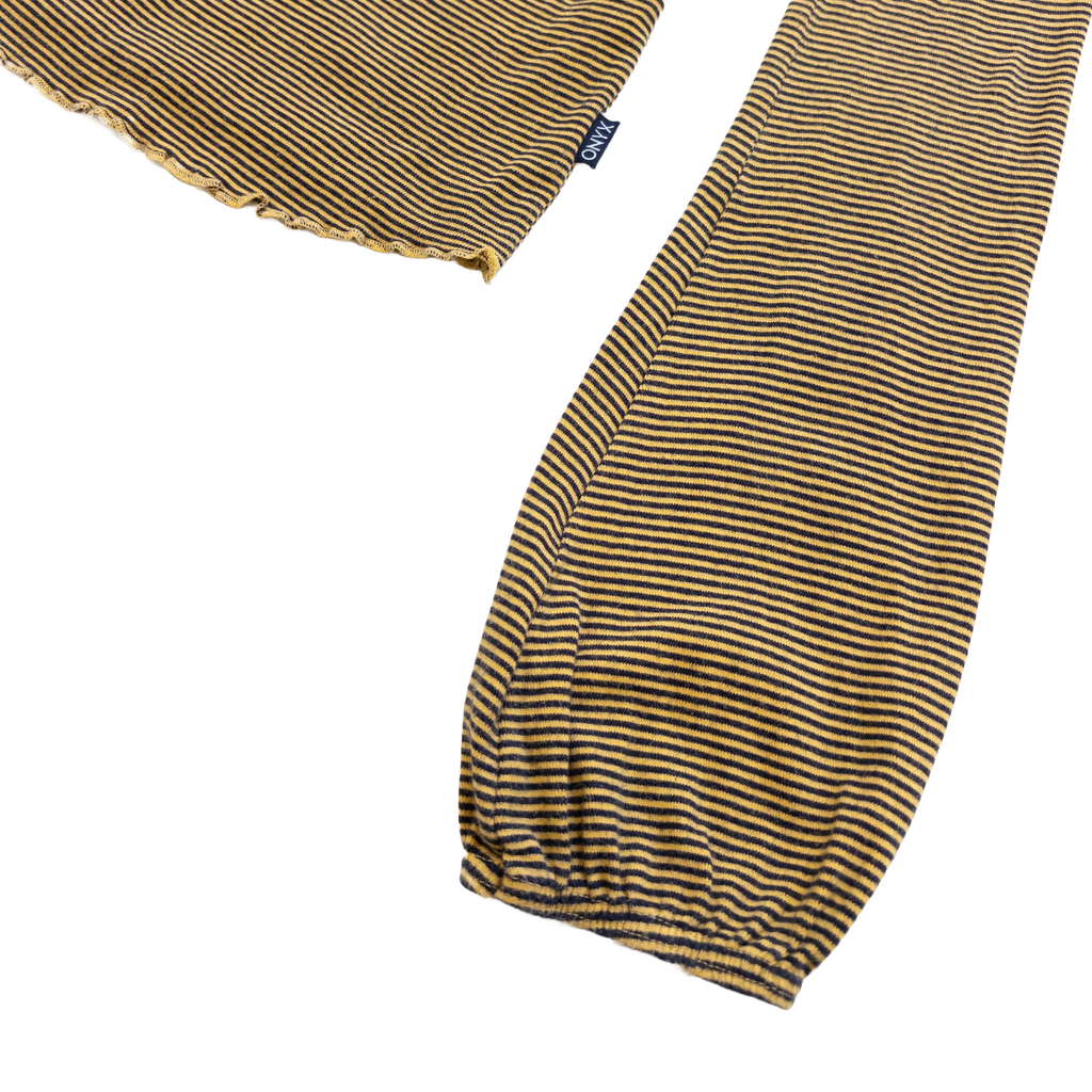 ONYX Off Shoulder Striped Long Sleeve Tee | Yellow