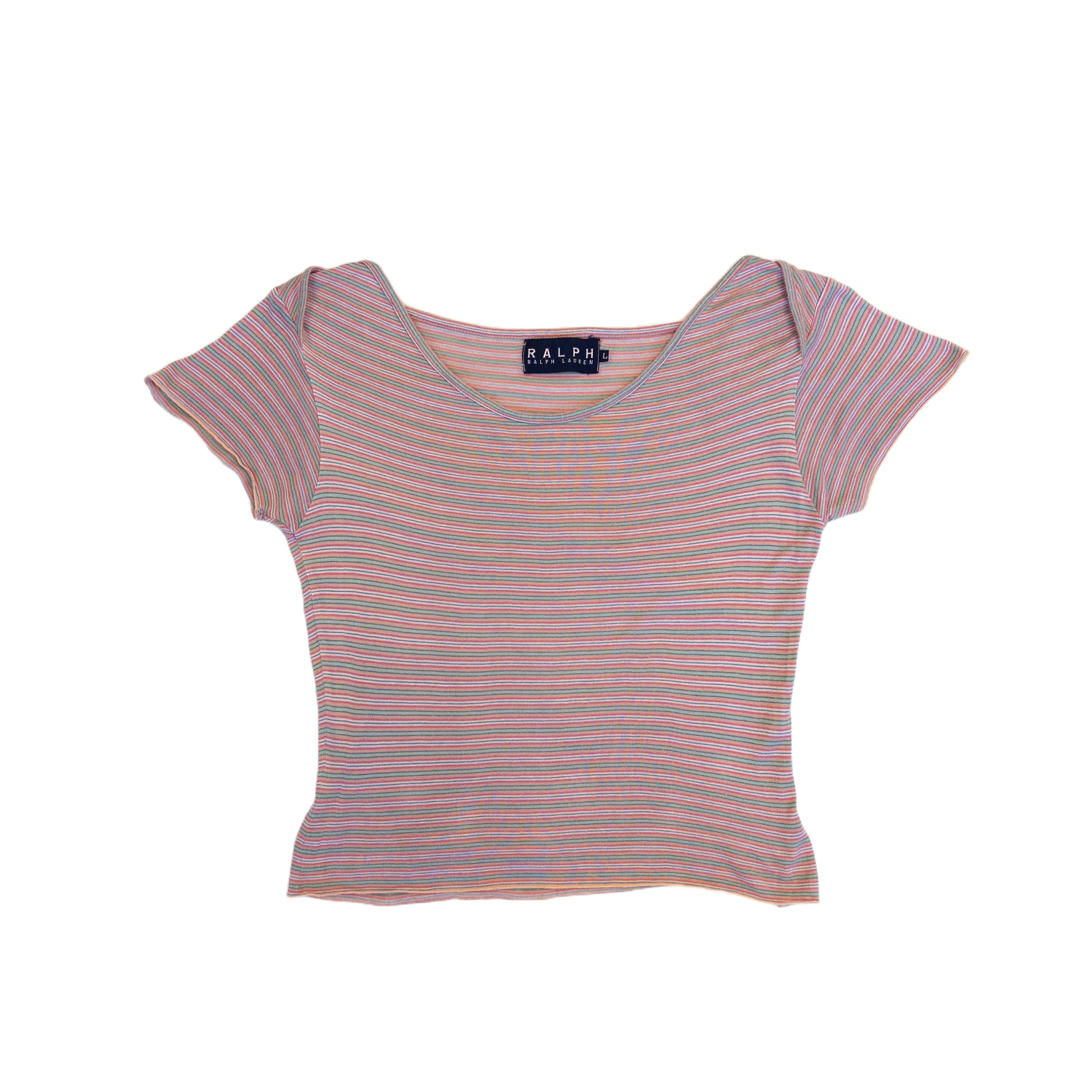 Ralph Lauren Cropped Off Shoulder T-Shirt | Striped