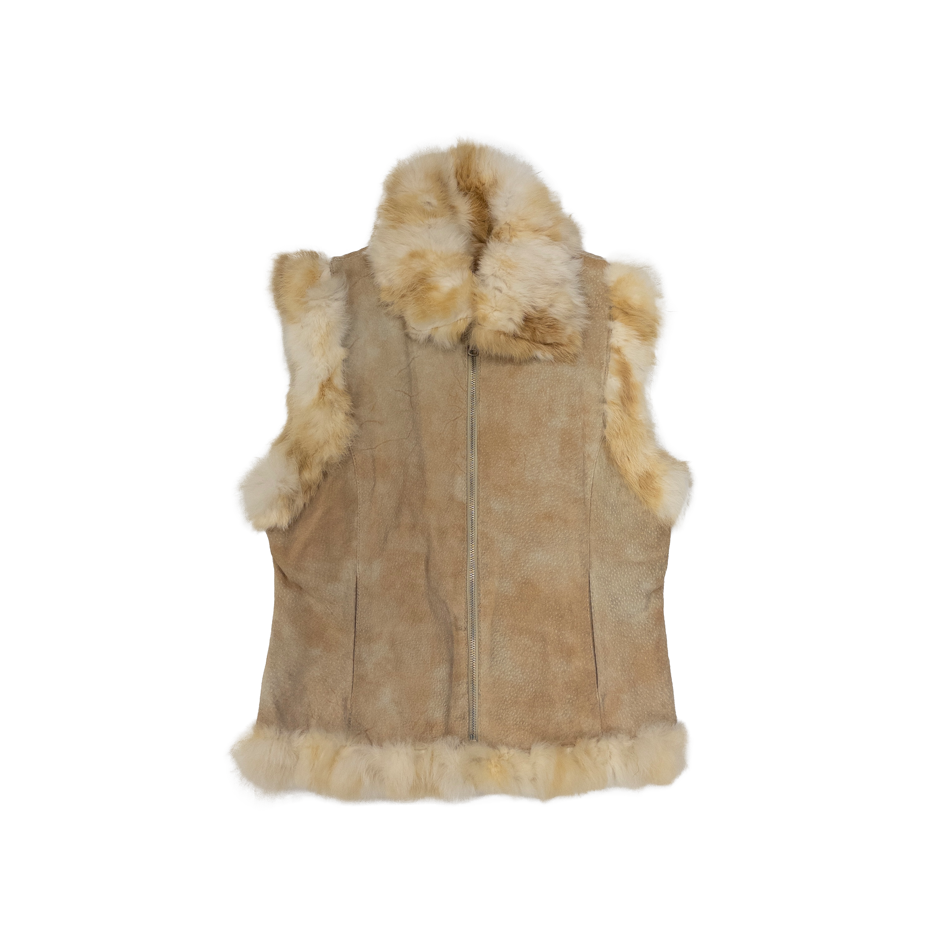 Genuine Suede Fur Vest | Beige