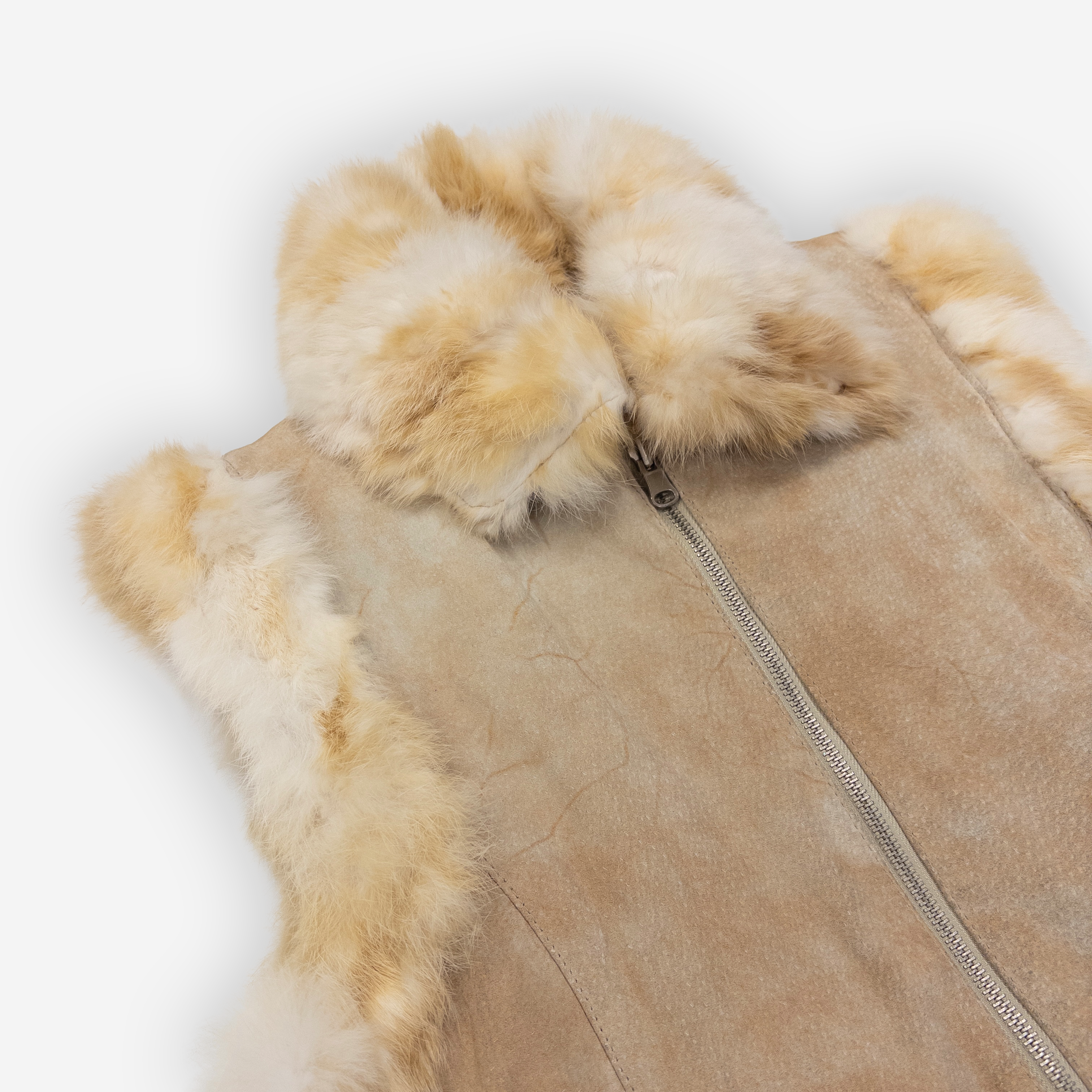 Genuine Suede Fur Vest | Beige