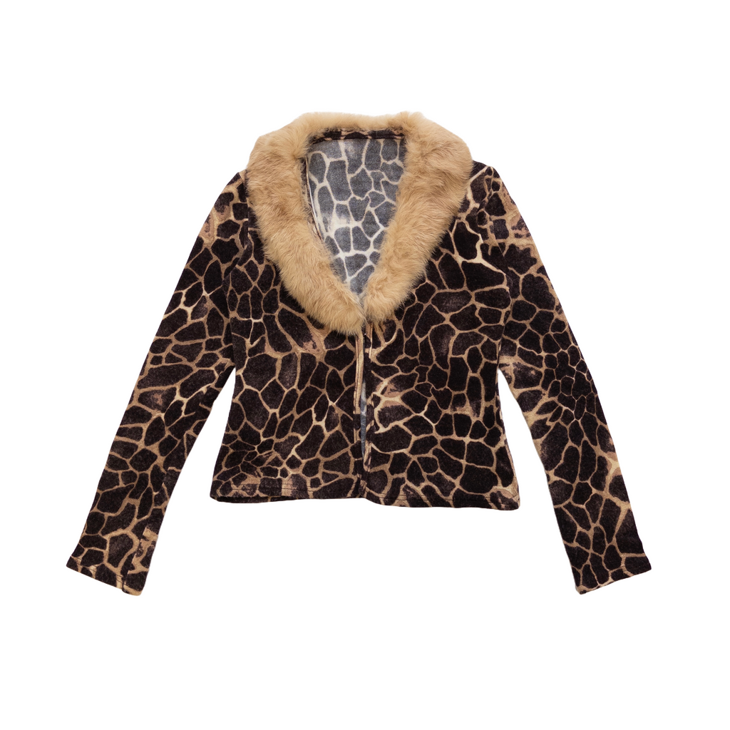 Giraffe Pattern Fur Long Sleeve | Brown