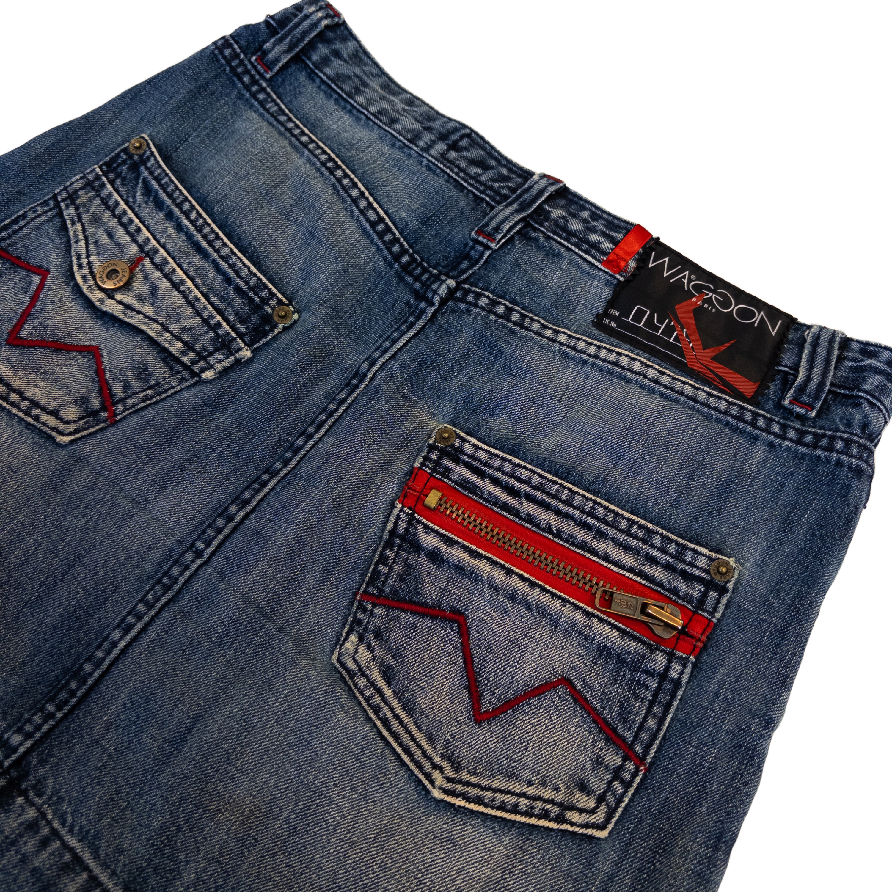 Waggon Paris Flared Denim Mini Skirt | Mid Wash