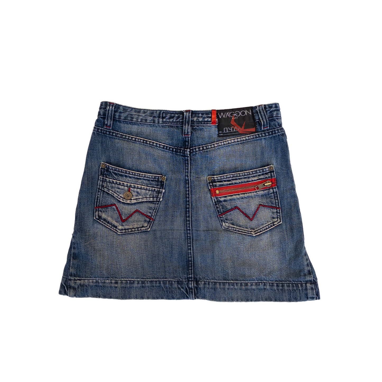 Waggon Paris Flared Denim Mini Skirt | Mid Wash