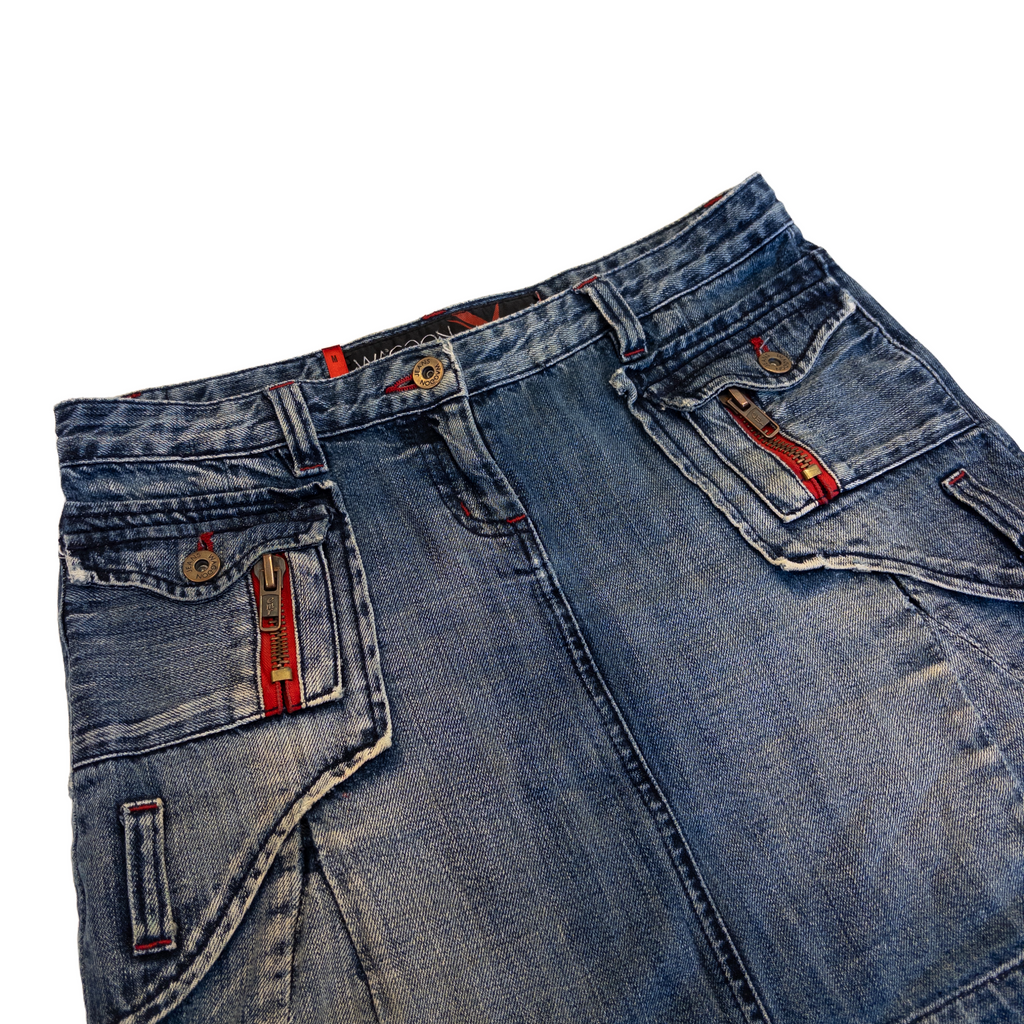 Waggon Paris Flared Denim Mini Skirt | Mid Wash