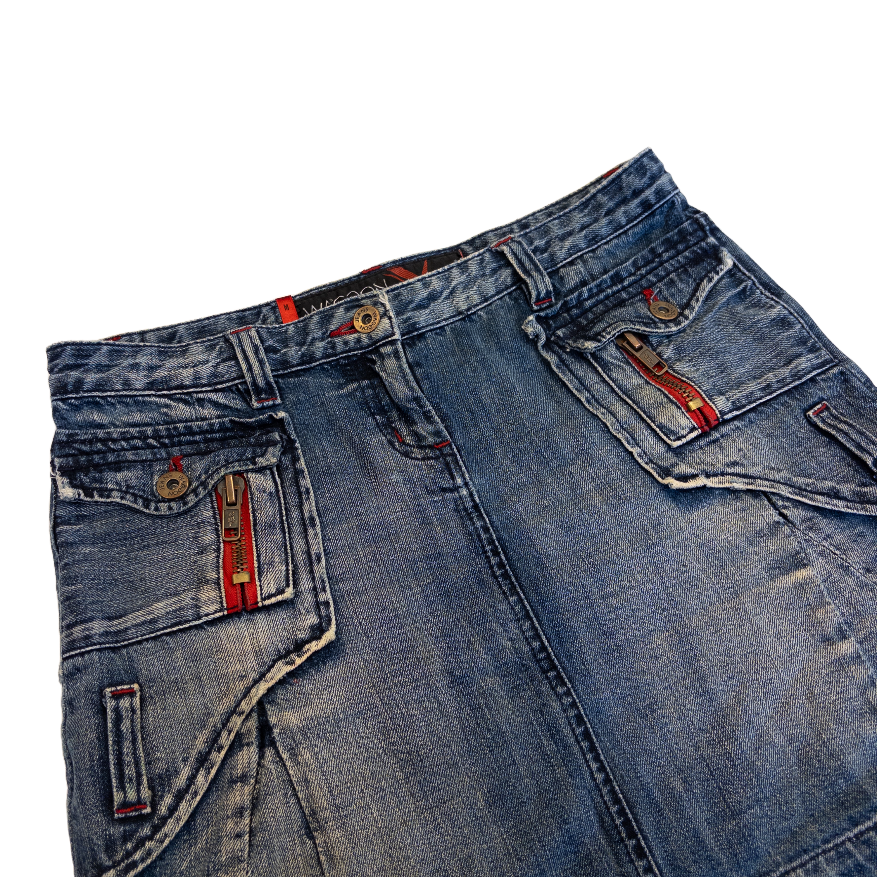 Waggon Paris Flared Denim Mini Skirt | Mid Wash