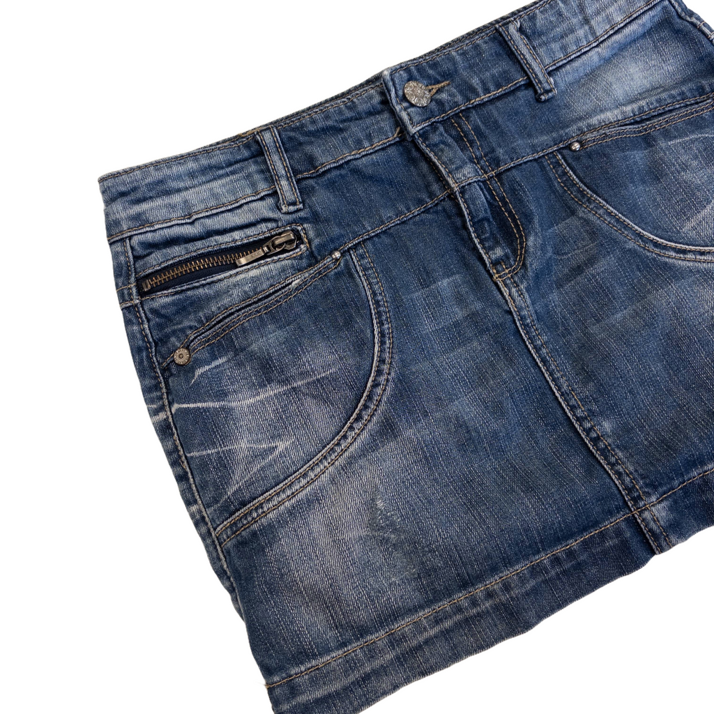 Benetton Denim Mini Skirt | Mid Wash