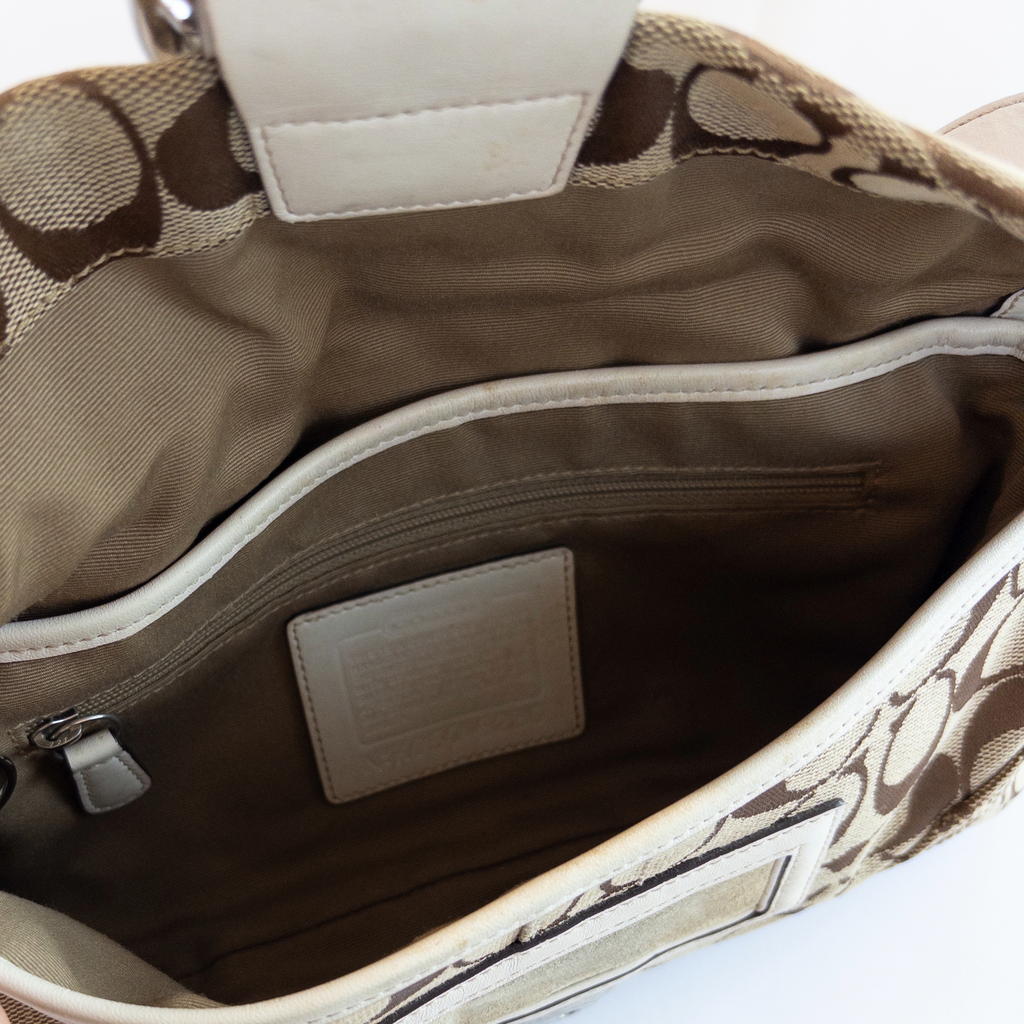 Coach Monogram Buckle Shoulder Bag | Beige