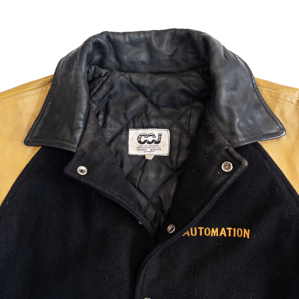 Automation Vintage Letterman Jacket | Men’s L | Black & Yellow