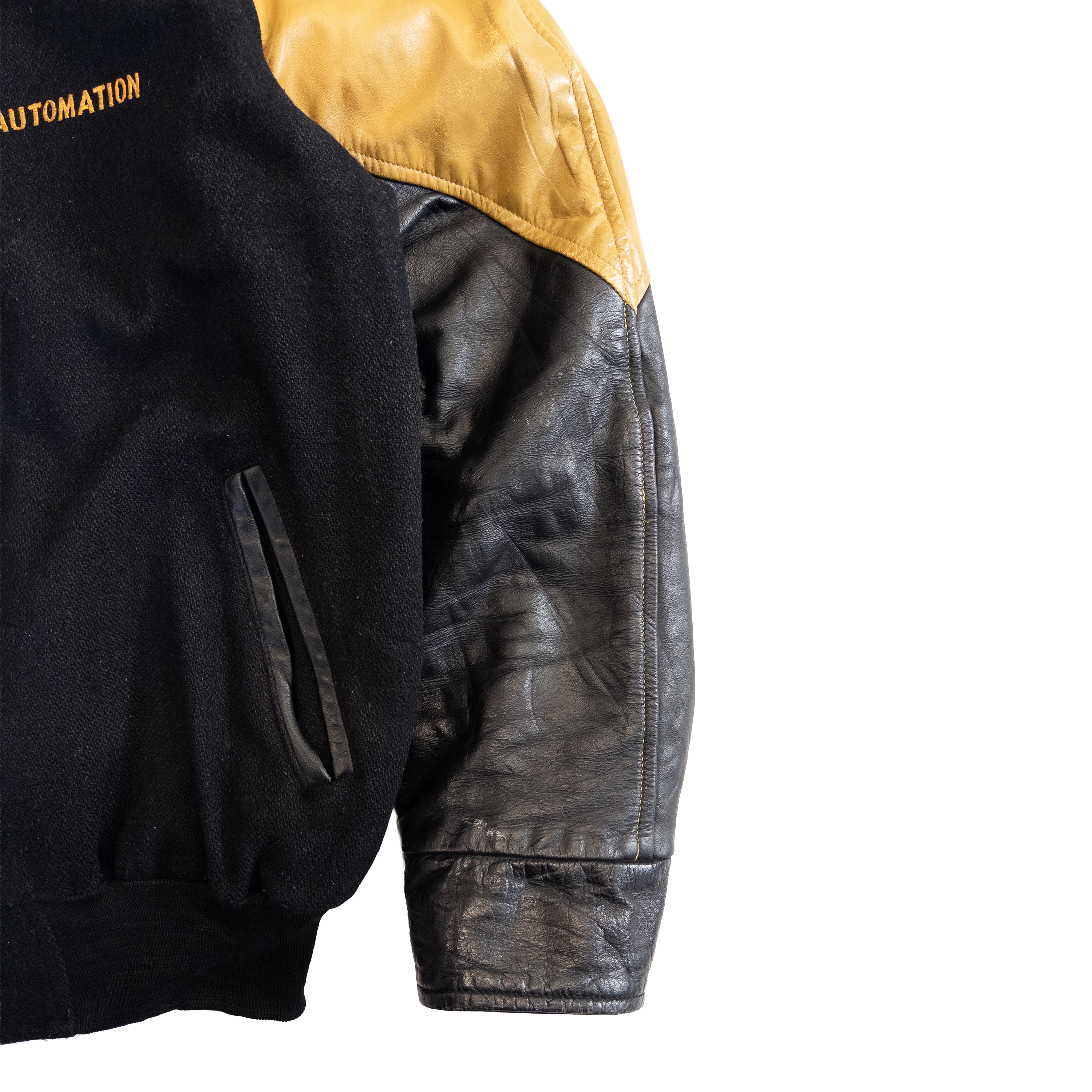 Automation Vintage Letterman Jacket | Men’s L | Black & Yellow