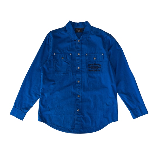 Harley Davidson Embroidered Long Sleeve Shirt | Blue